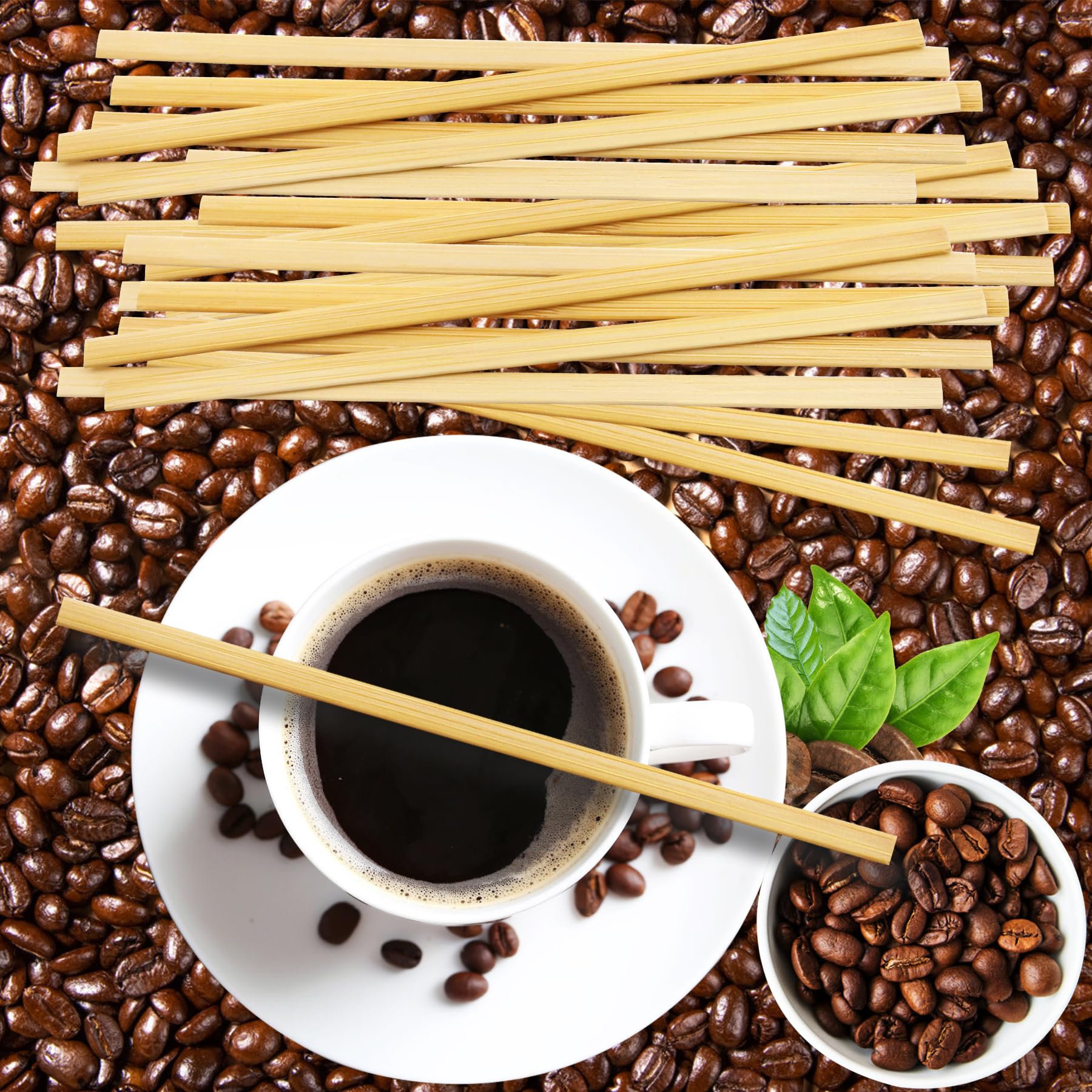 Sugormek 380Pcs 5.5 In Bamboo Coffee Stirrers, A+++Level Smooth Square Edges Bamboo Sticks For Daily Use Or Other Diy Craft Desi