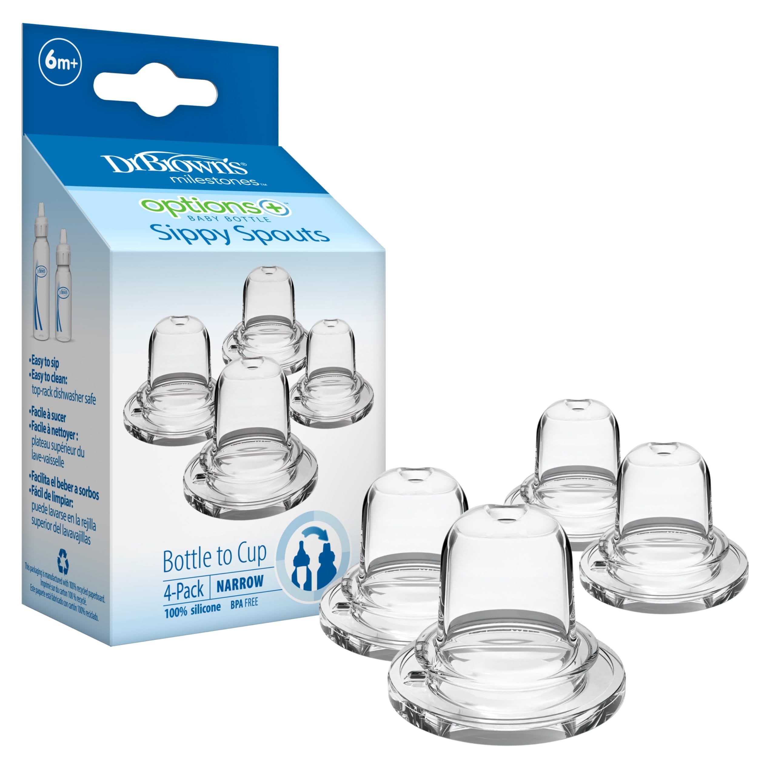 Dr. Browns Milestones Options+ Narrow Sippy Spouts, 4Pack