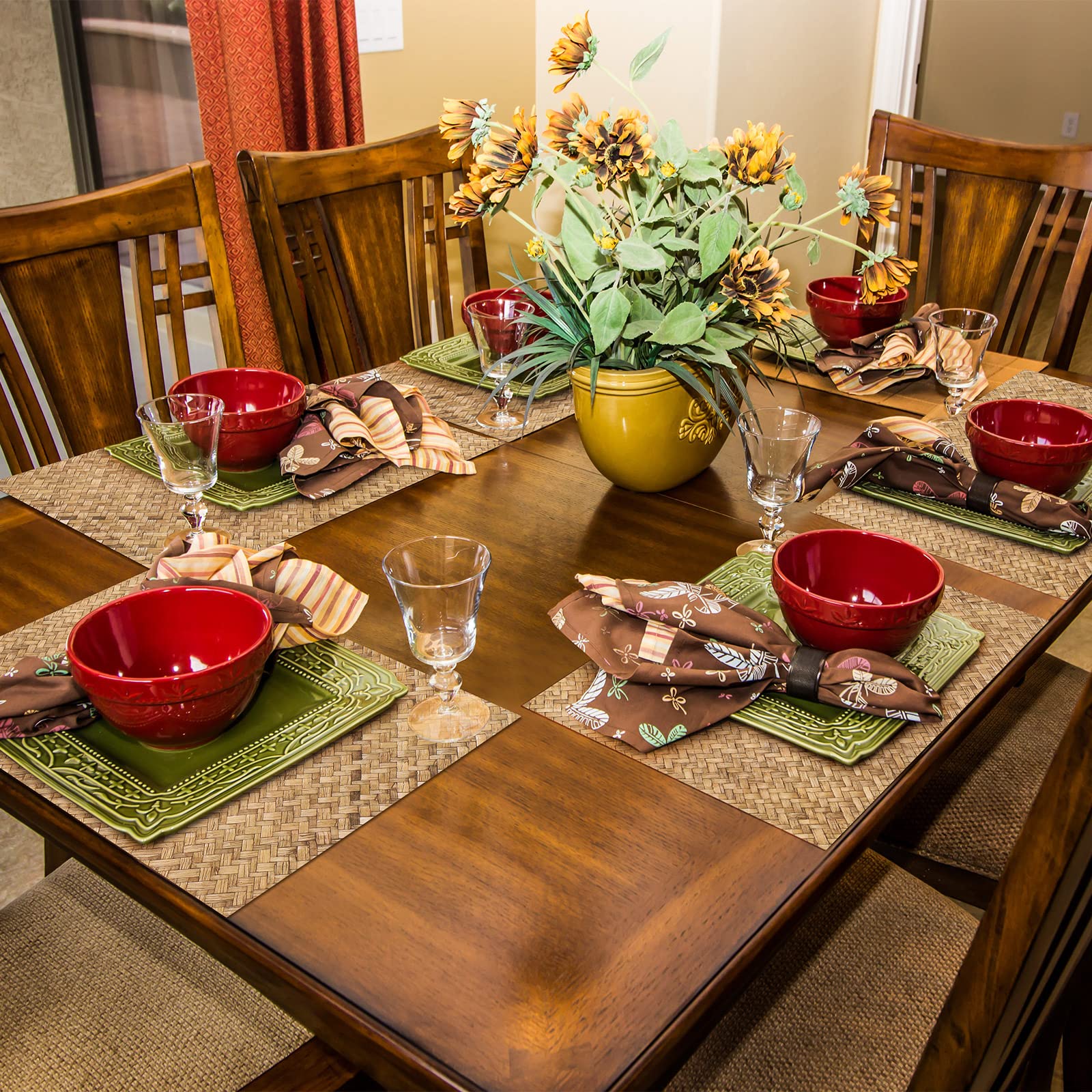 100 Pcs Rattan Paper Placemats 11.8 X 15.7 Inch Disposable Wicker Printed Paper Place Mats Farmhouse Disposable Wicker Chargers