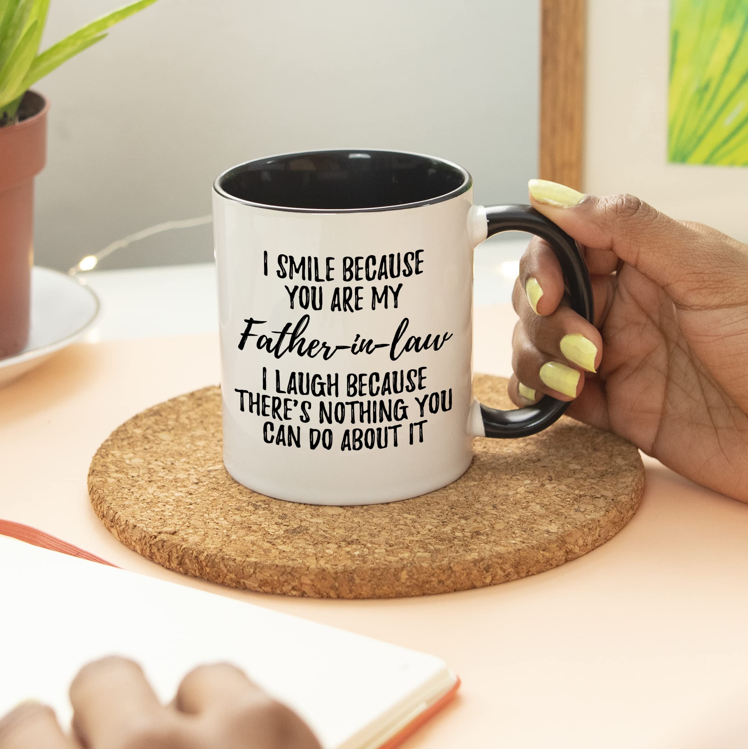 Younique Designs Father In Law Coffee Mug, 11 Ounces, Funny Father-In-Law Cup From Daughter In Law And Son In Law (Black Handle)