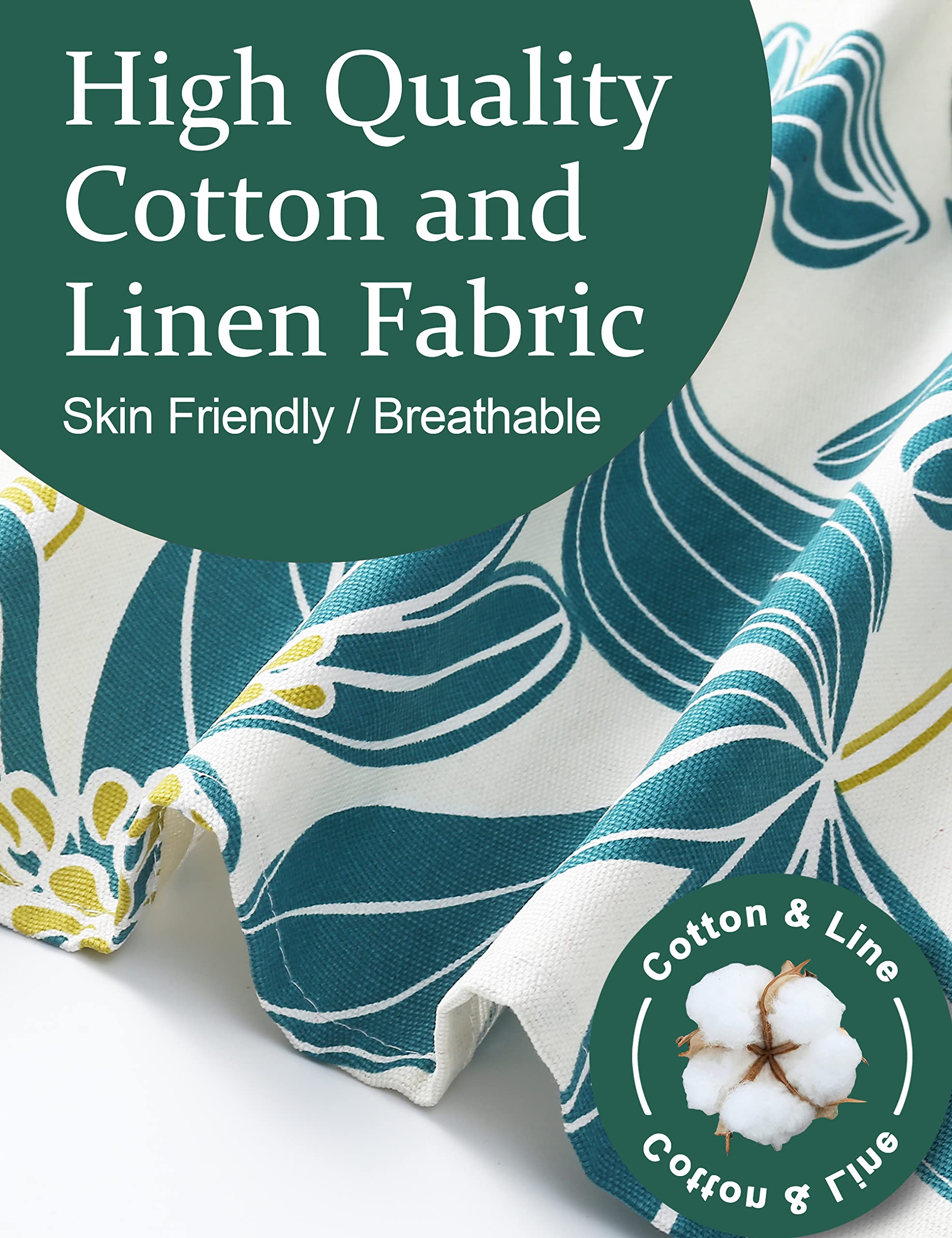 Cotton Linen Baking Plus Size Aprons For Women With Pockets Kitchen Cooking 2X-3X Pistil Petal