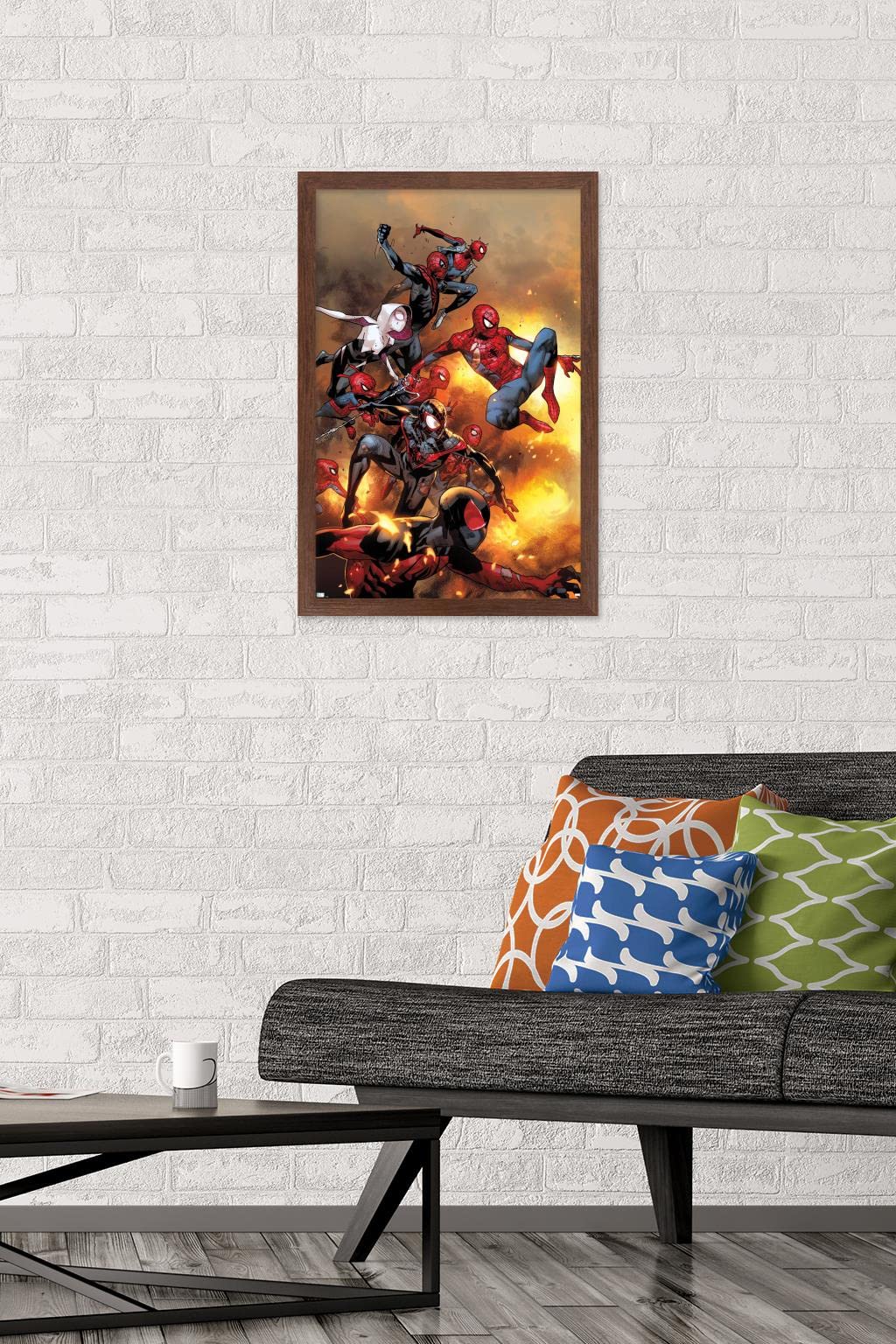 Trends International Marvel Comics - Spider-Verse - The Amazing Spider-Man #13 Wall Poster, 14.72'' X 22.37'', Mahogany Framed V