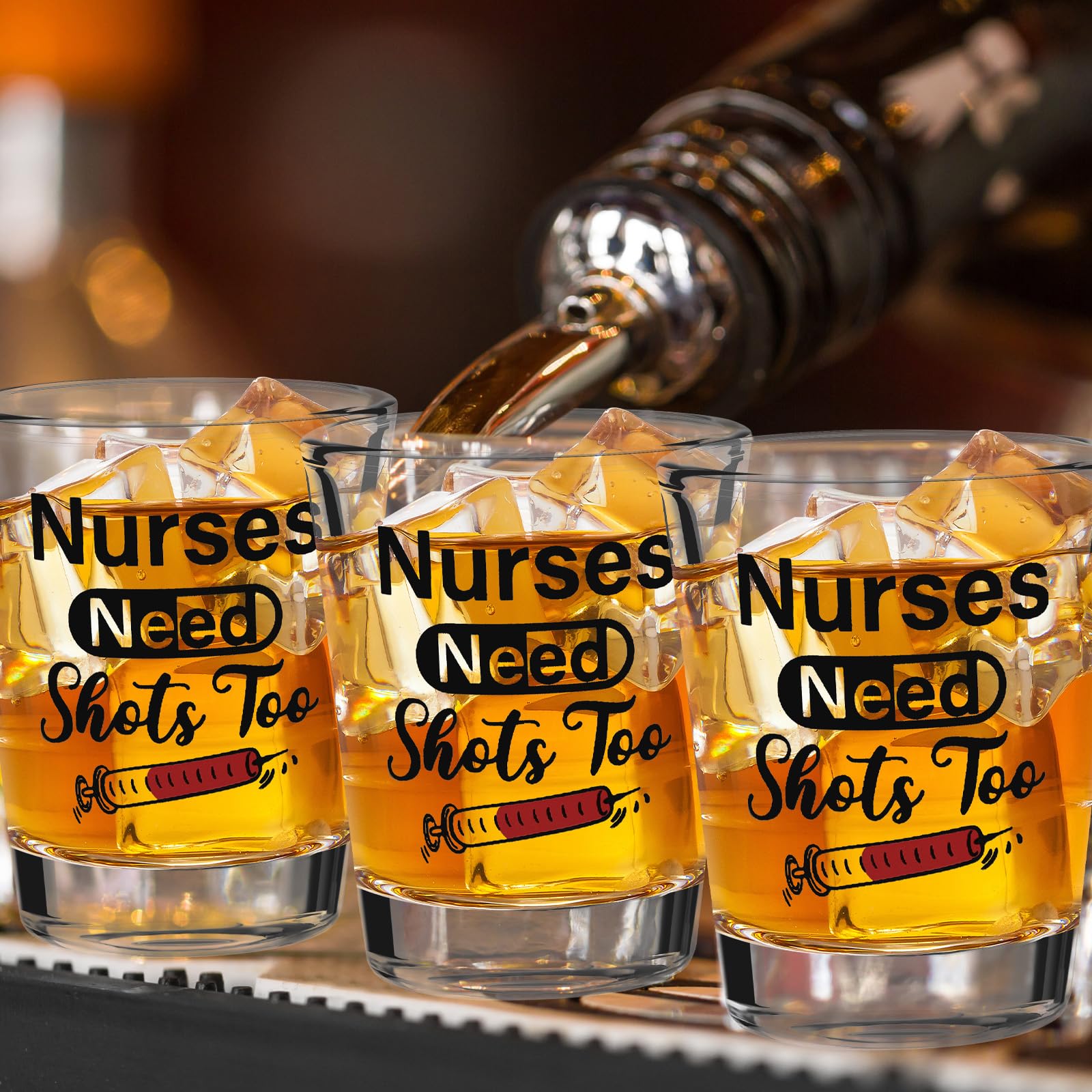 Patelai 12 Pcs Nurse Need Shots Too, Funny Glass Gift for Women and Male Mom Sister or Friend Present for Nursing Graduation Nur
