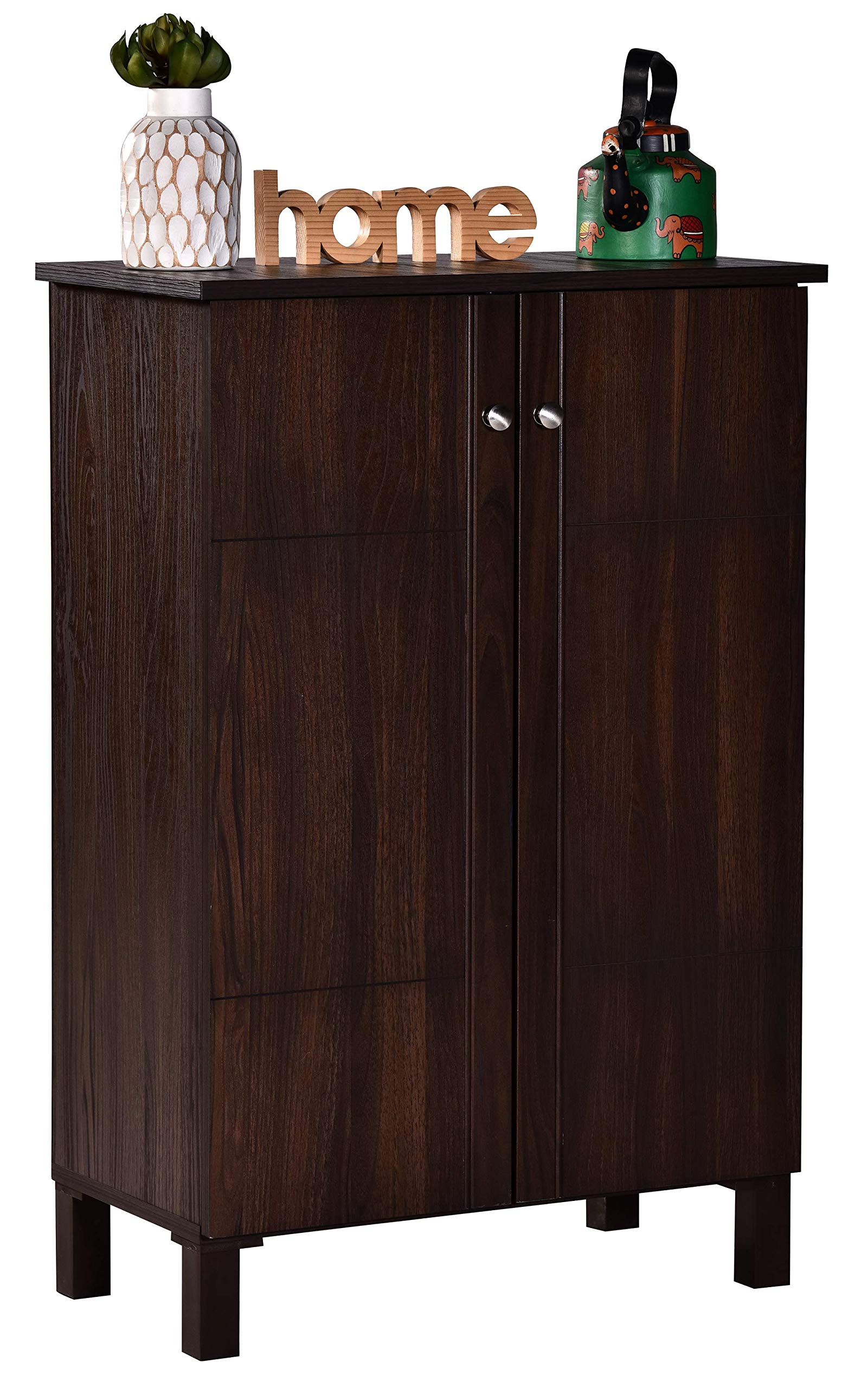 Deckup Alvo 2Door Engineered Wood Shoe Rack (Walnut, Matte Finish)