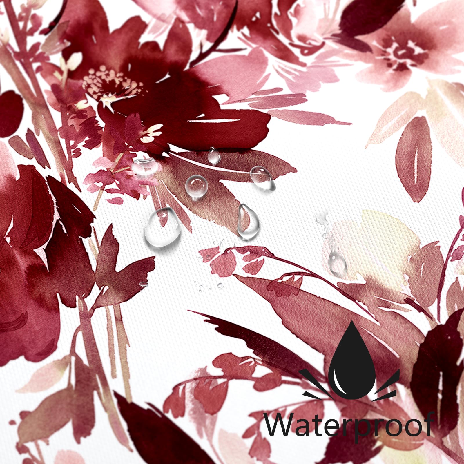 Mayzus Small Stall Shower Curtain 36 X 72 Inch, Half Narrow Watercolor Floral Fabric Shower Curtain, Modern Abstract Burgundy Re