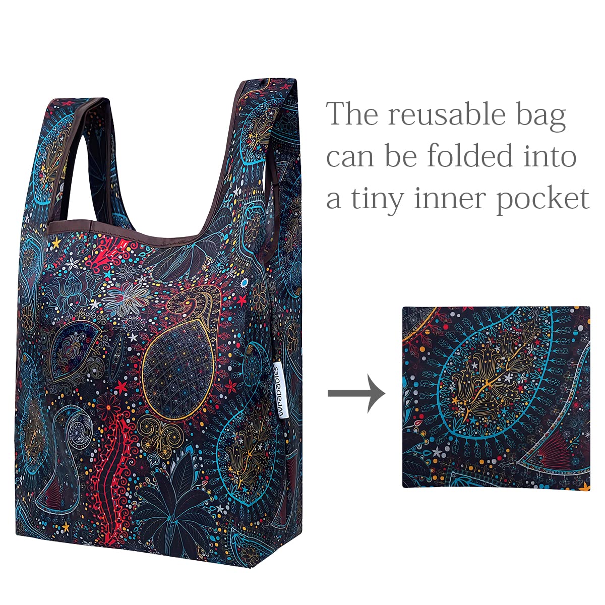 Wrapables Jolibag Collection Reusable Shopping Bag (Set Of 2), Cosmic Paisley