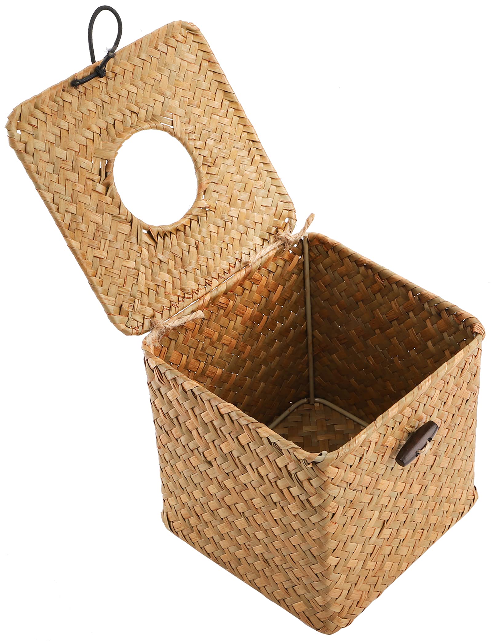 Yesland 2 Pack Square Seagrass Facial Tissue Box - Decorative Woven Paper Holder Napkin Dispense - 5 X 5 X 5 Inches Rattan Tissu