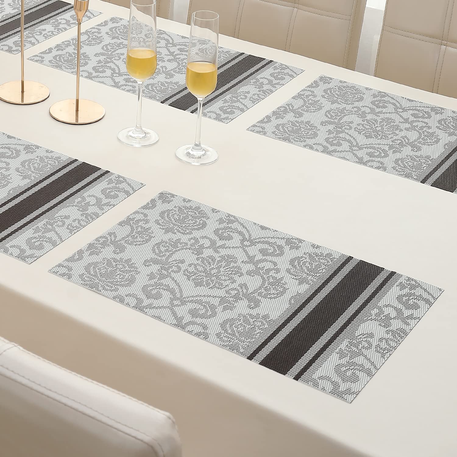 HOKIPO Pvc Washable 6 Pieces Dining Table Mats  45X30 Cm (Ar1404, Polyvinyl Chloride)