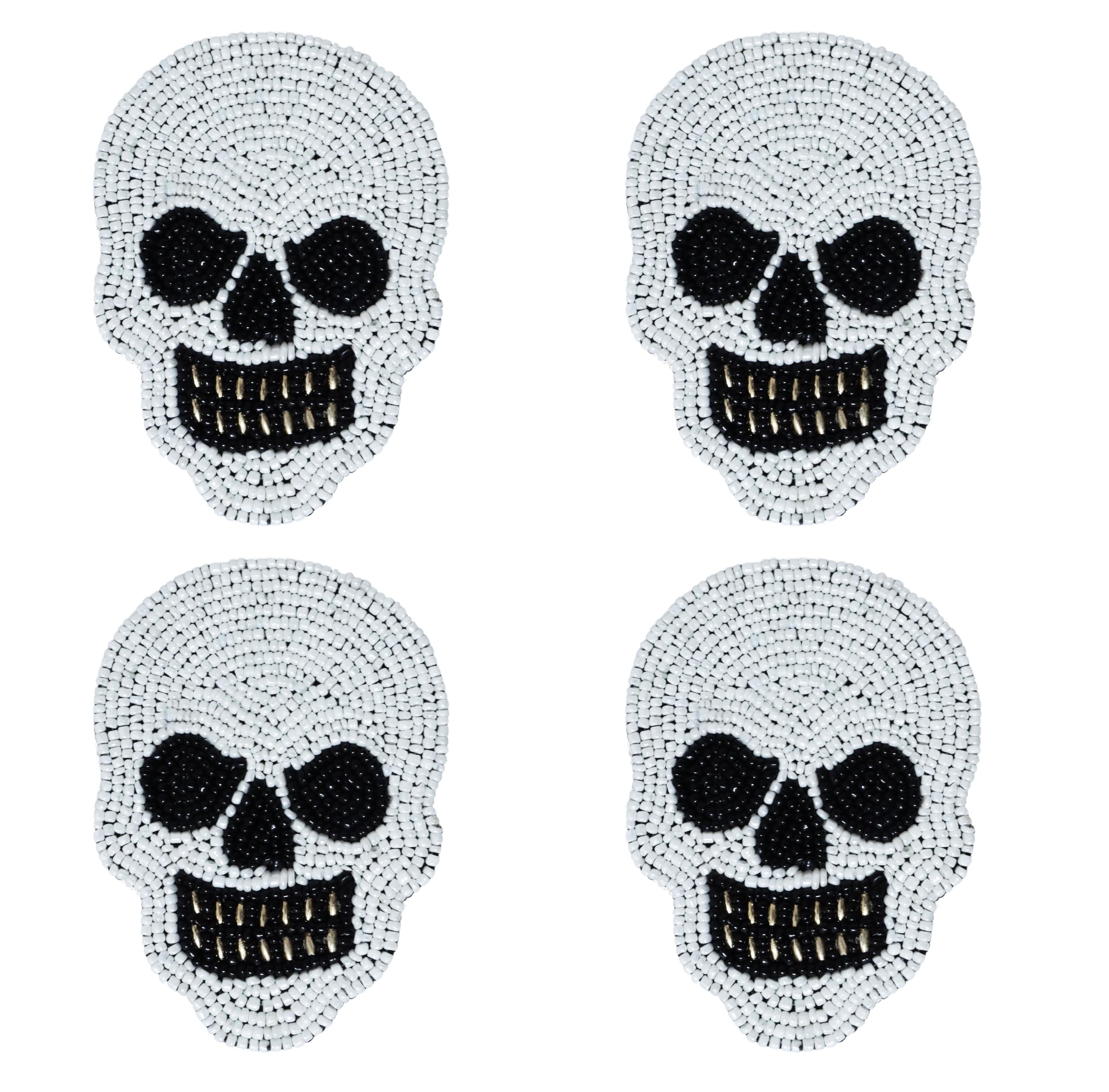 COTTON CRAFT Halloween Harvest Pumpkin Beaded Coaster - Set of 4 Handmade Bar Drink Tabletop Protection Coasters - Autumn Fall T