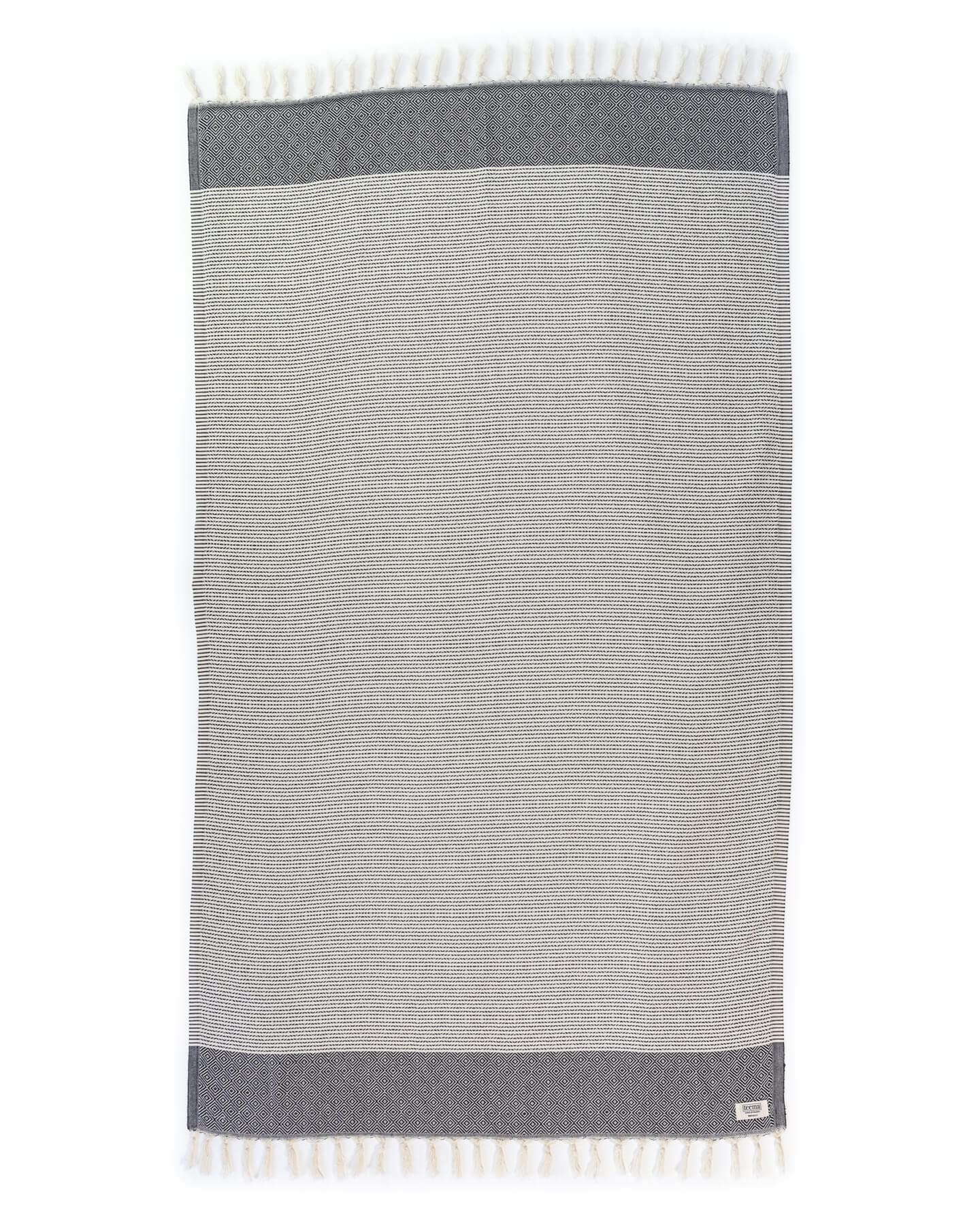 Teema Large Turkish Beach Towel - 100% Turkish Cotton - Sand Free - Fast Drying - Versatile And Multi-Use - The Diamant   (Black