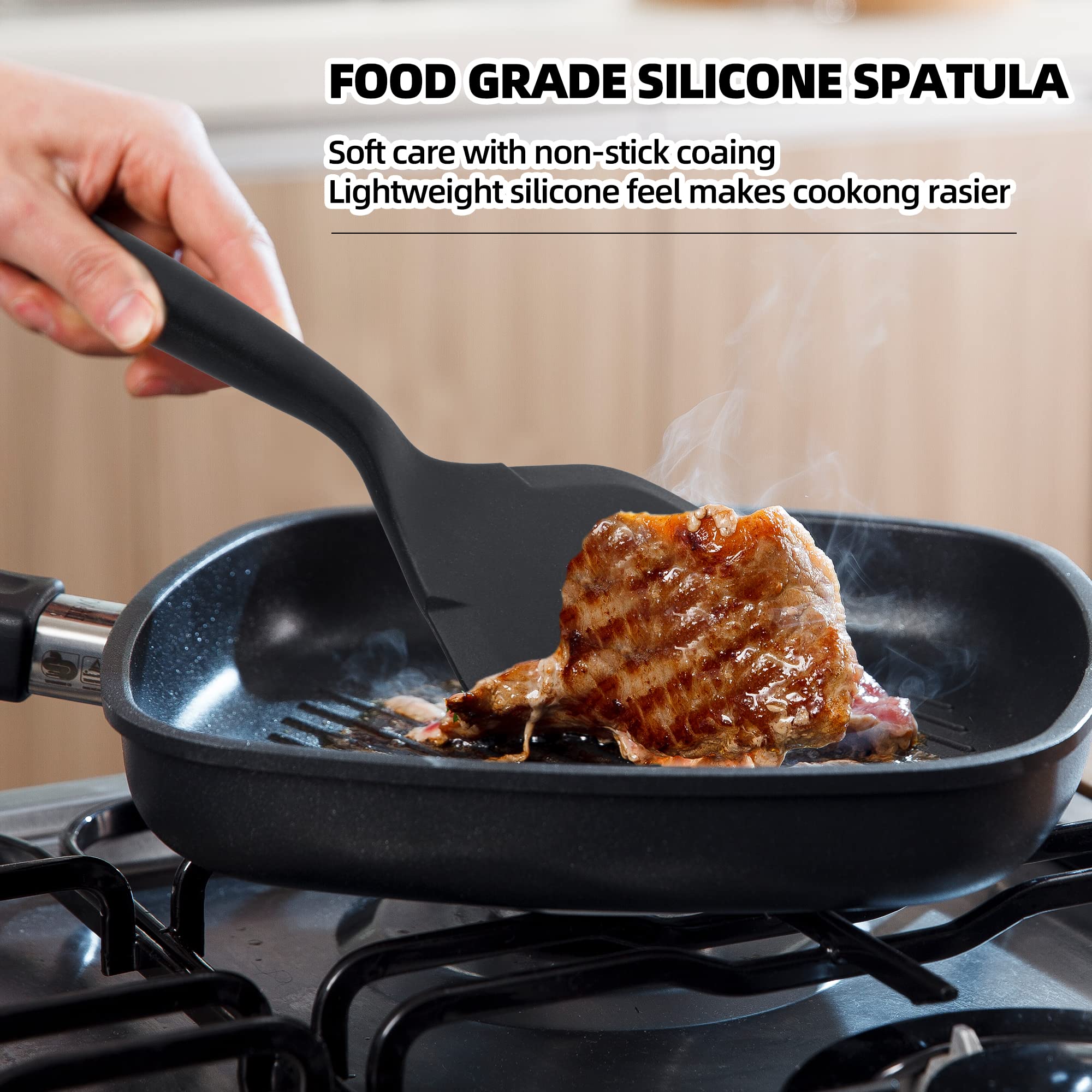 2 Pack Silicone Pancakes Spatula,Wide Pancakes Spatula Turner For Eggs Fish Pizza And Steak Shovel Omelette Spatulas For Nonstic