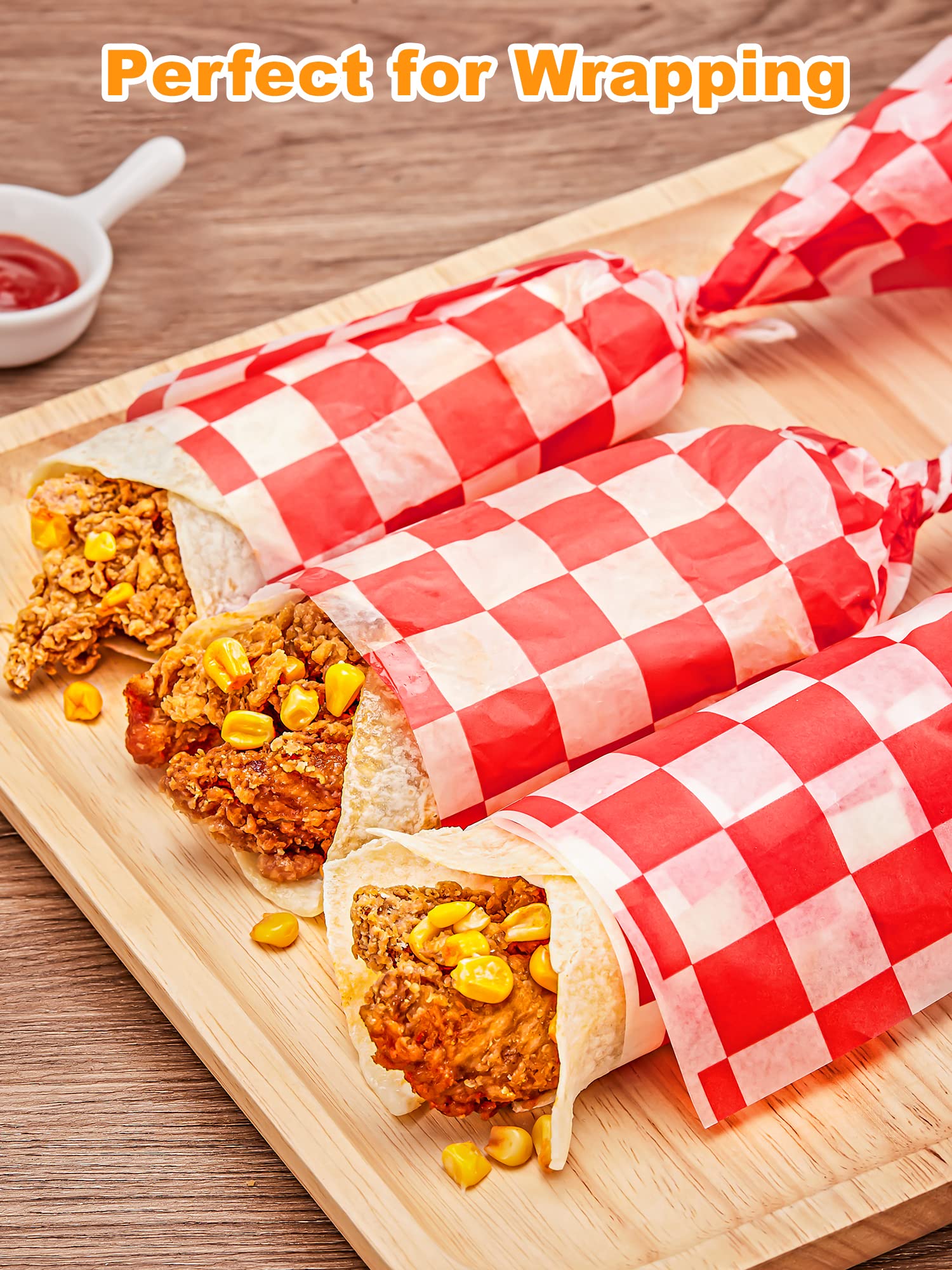 SMARTAKE 12 x 12 Inches Wax Paper  500 Pcs Non-Stick Hamburger Patty Paper  Square Sandwich Separators Wrap Paper  for Lunch  Restaurants  Barbecues  Picnics  Parties  Barbecue  Red Plaid