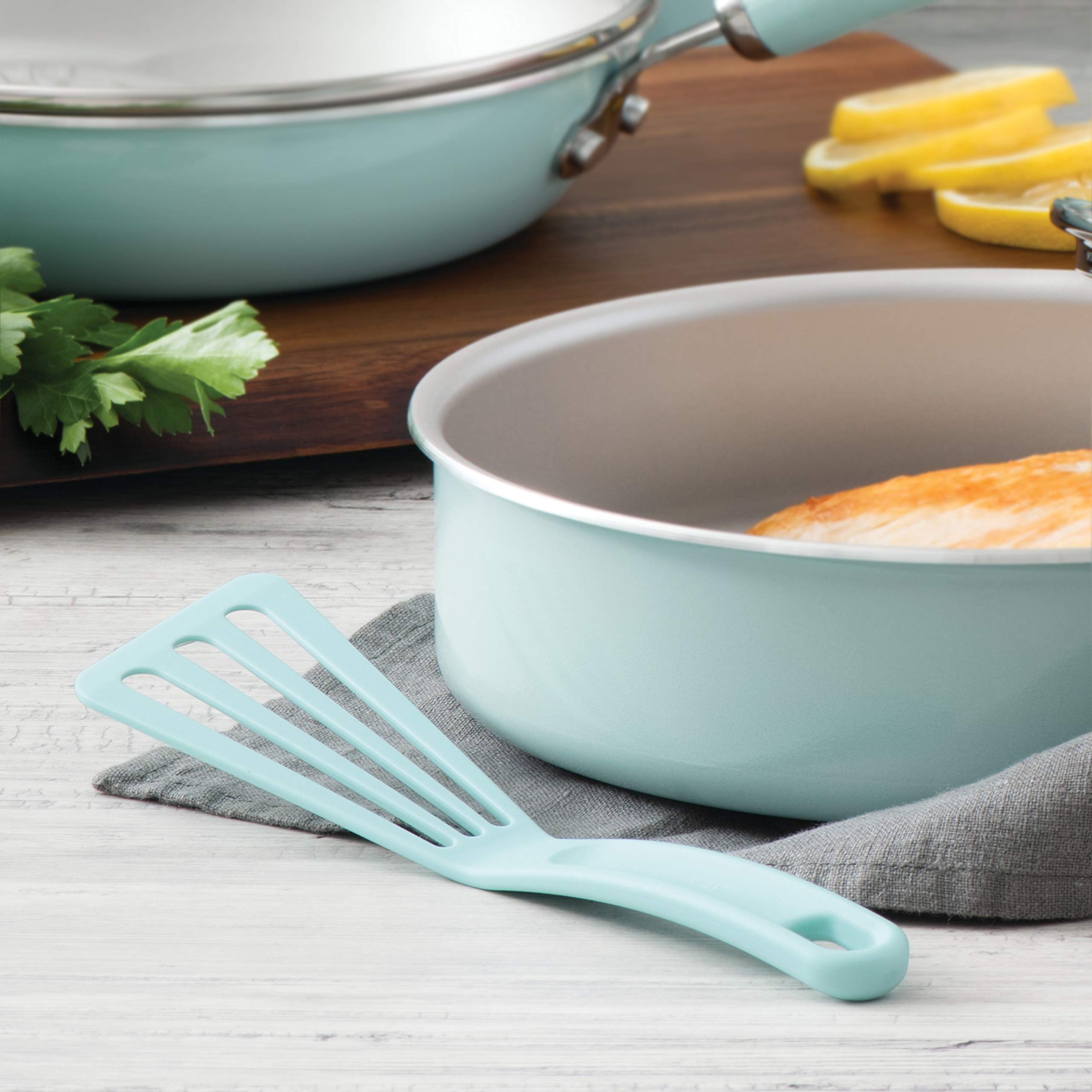Rachael Ray Kitchentools And Gadgets Nylon Cooking Utensils / Spatula / Fish Turners - 2 Piece, Light Blue