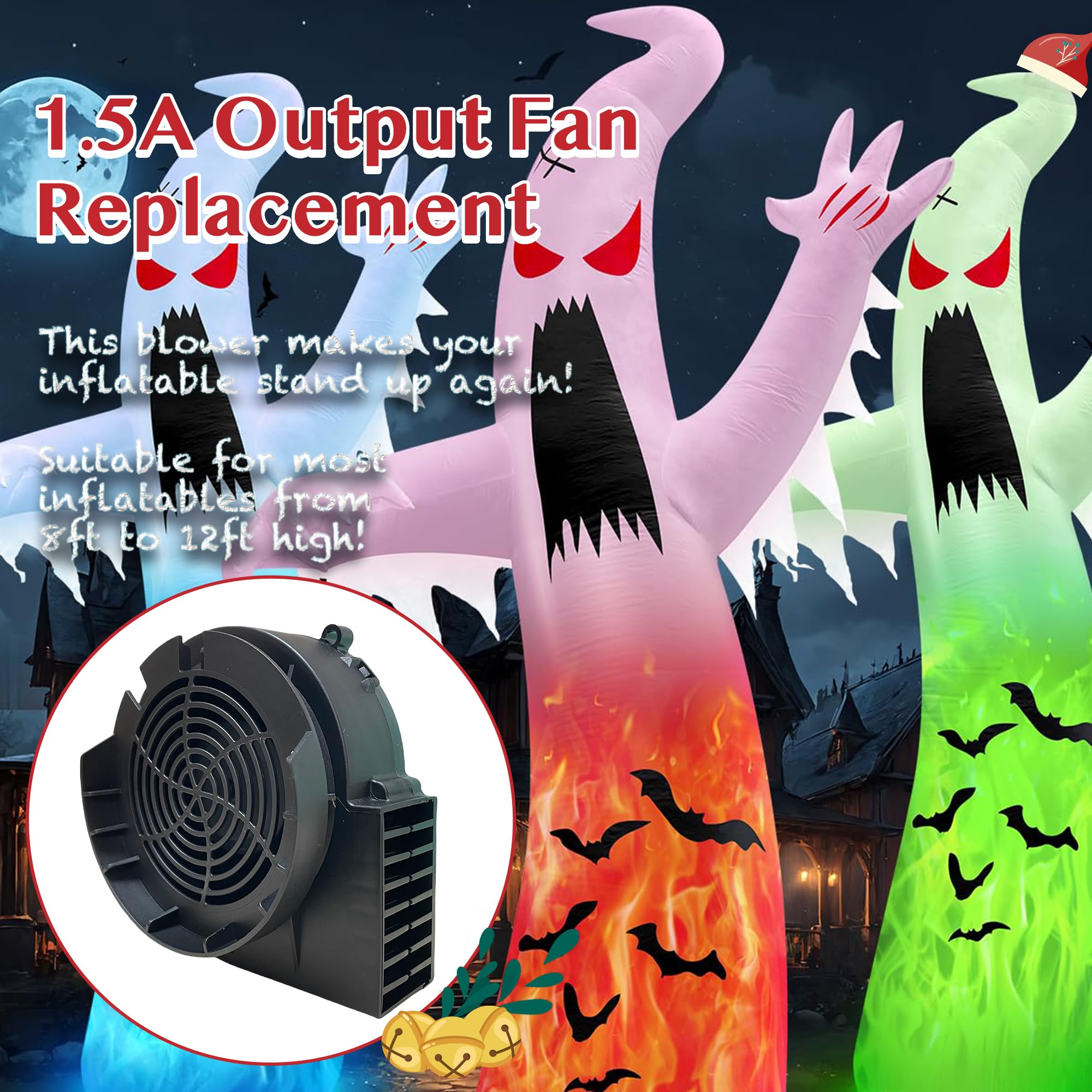 Replacement 1.5A Air Blower for Halloween Inflatables, Christmas Yard Blow Up, Outdoor Holiday Yard Inflatables Decorations Repl