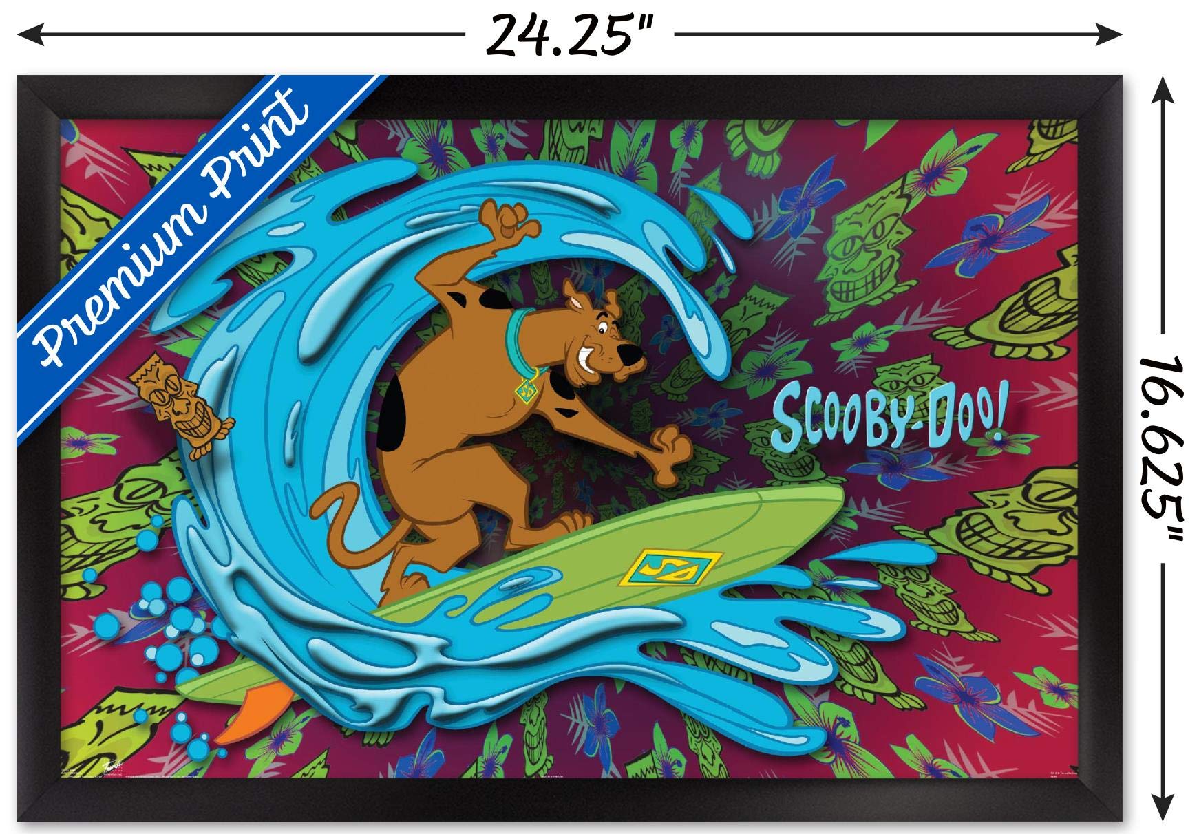 Trends International Scooby-Doo - Surf Wall Poster, 14.725'' X 22.375'', Black Framed Version