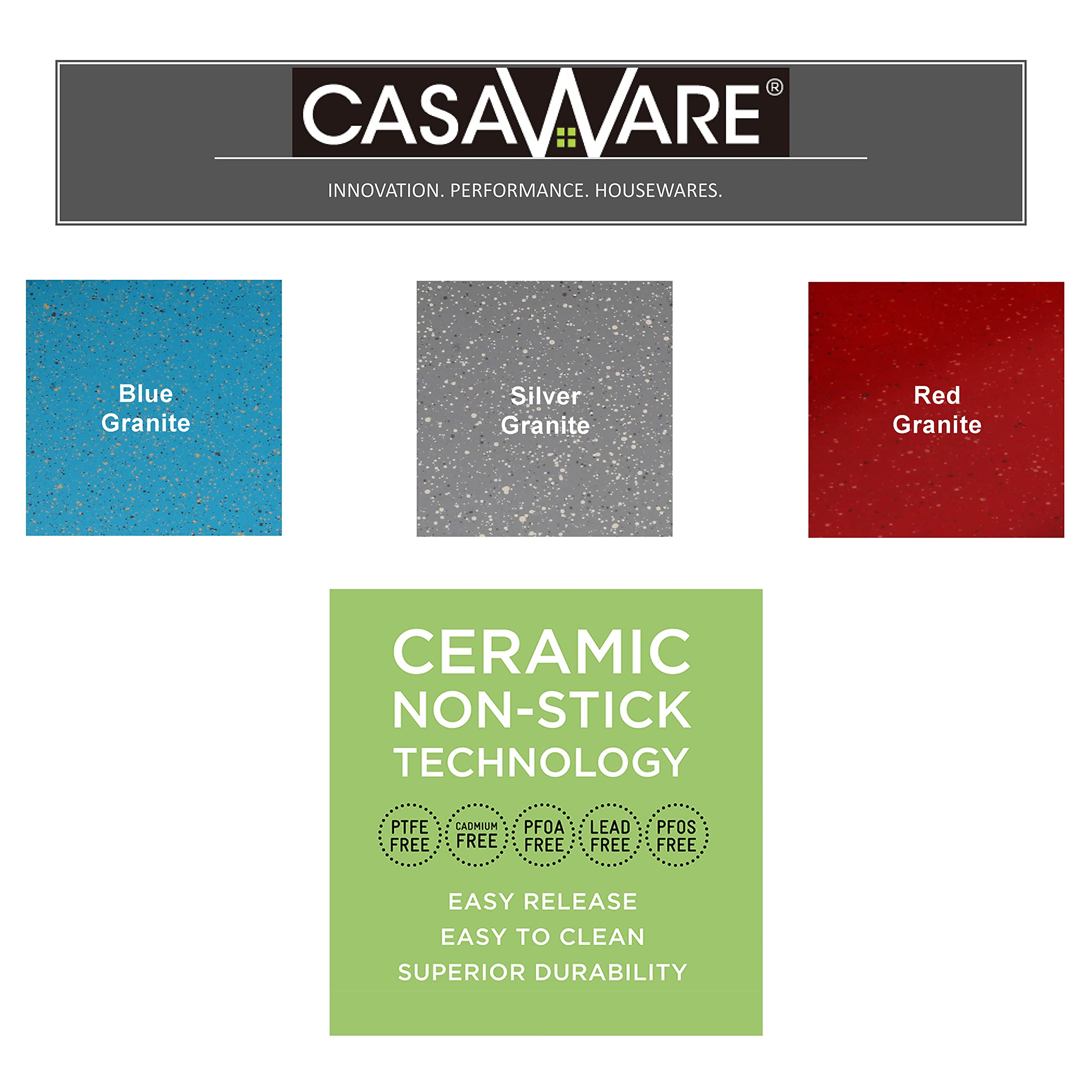 CasaWare Ceramic Coated NonStick Cookie/Jelly Roll Pan 11''x17'' (Red Granite)