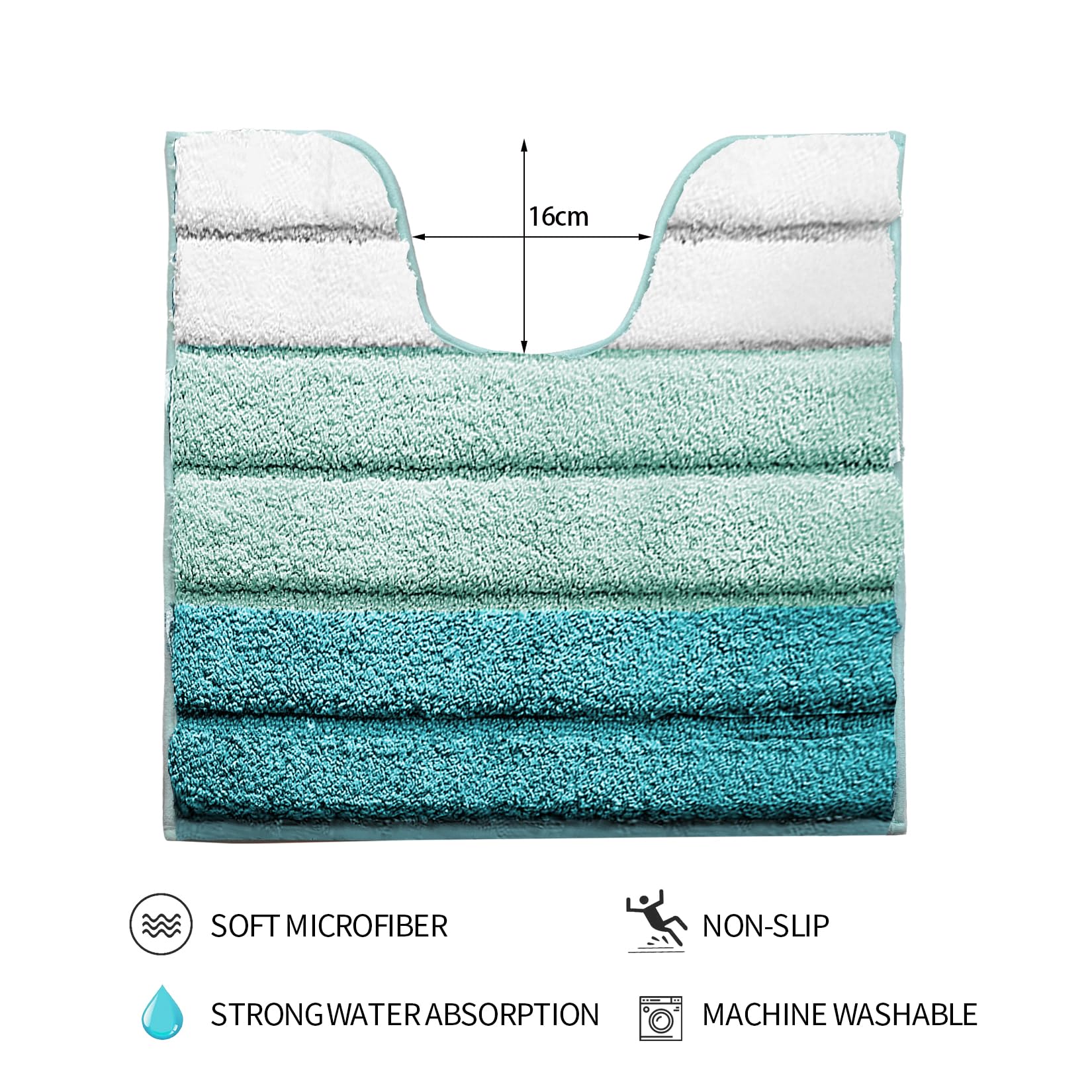 Silipacks Bathroom Rugs 20''X20'' Non-Slip Microfiber Contour Toilet Rugs U Shaped Carpet, Machine Washable Quick Dry Bath Mats