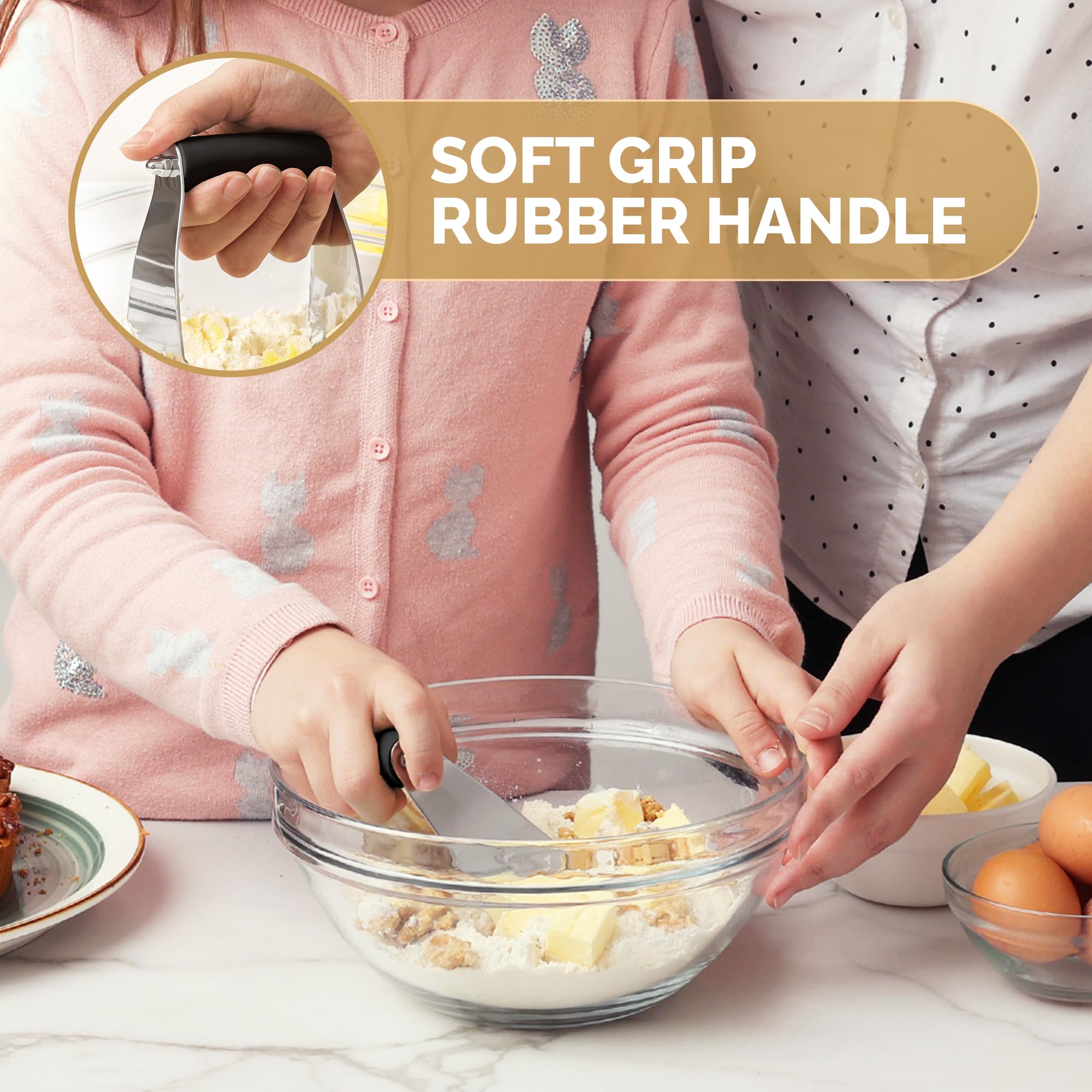 Zulay Kitchen Dough Blender Top Professional - Stainless Steel Pastry Cutter, Heavy Duty Dough Cutter With Blades, Pastry Blende