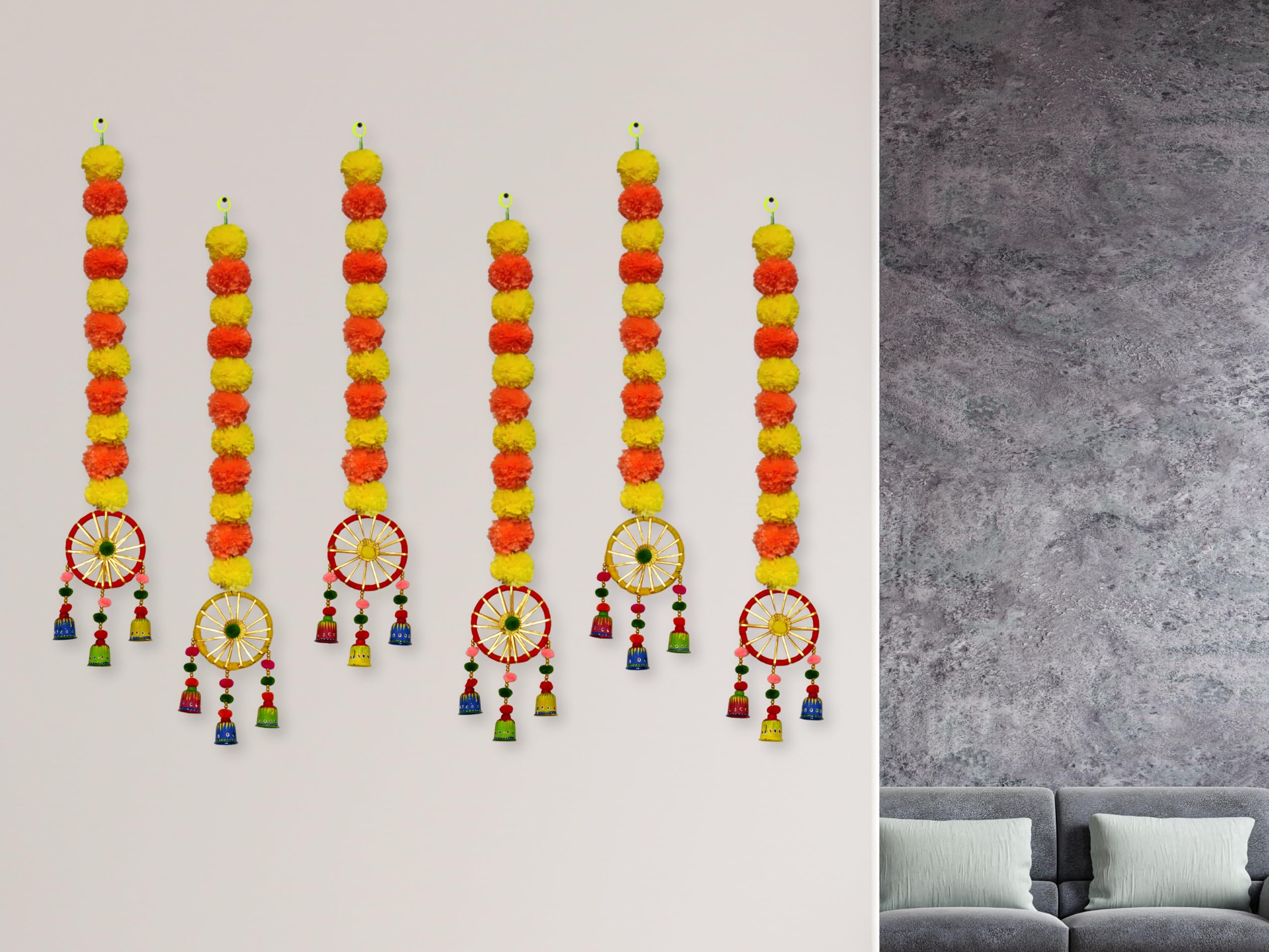 Jh Gallery Plastic Handmade Artificial Marigold Fluffy Flowers Hanging For Home & Office Decoration,Temple Pooja Room Decoration