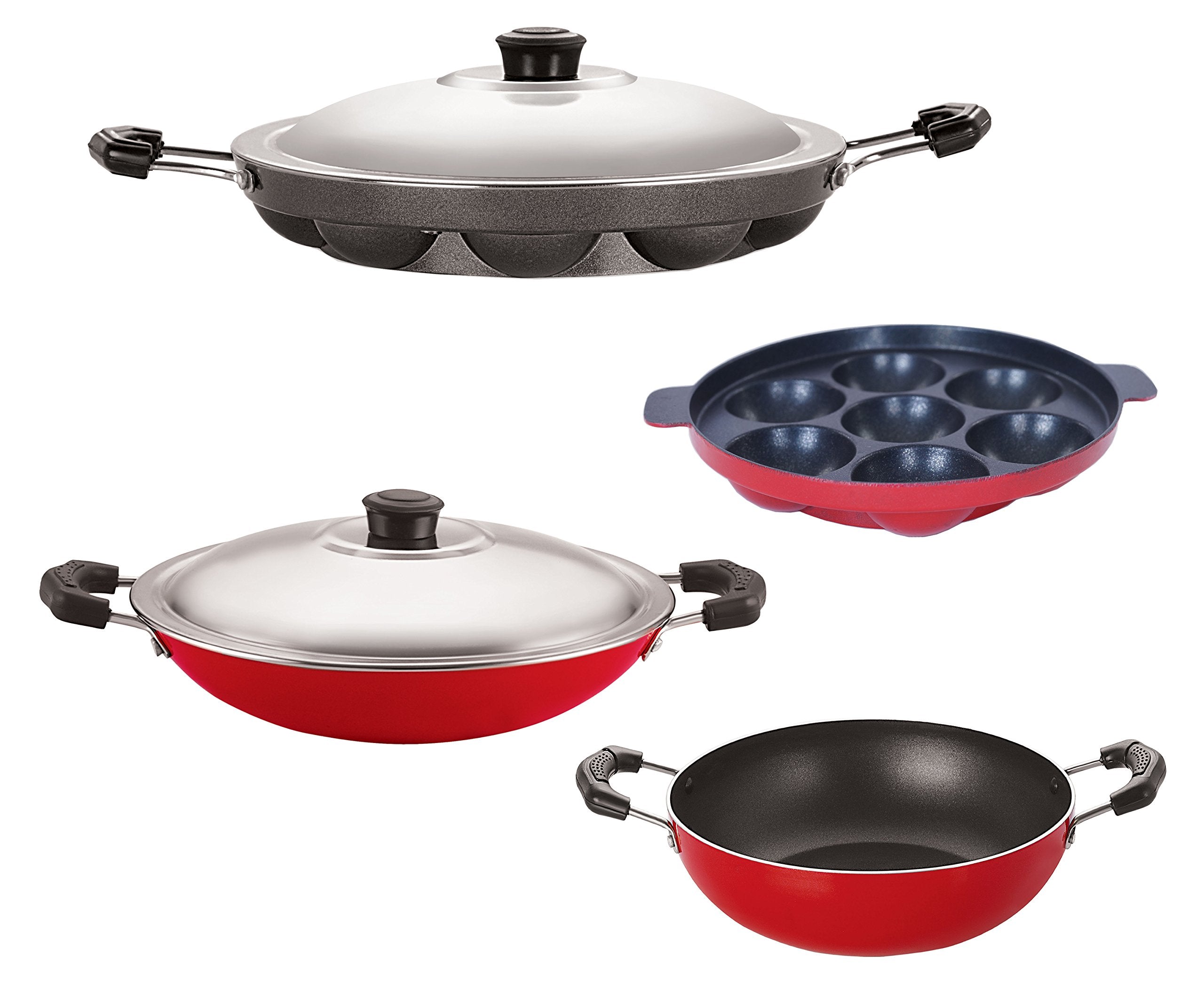 Nirlon Heat Resistance NonStick Cookware Combo Set Offer With Bakelite Handle For Superior Grip, Kd10_Ap(7)_Ap(12)_Ac