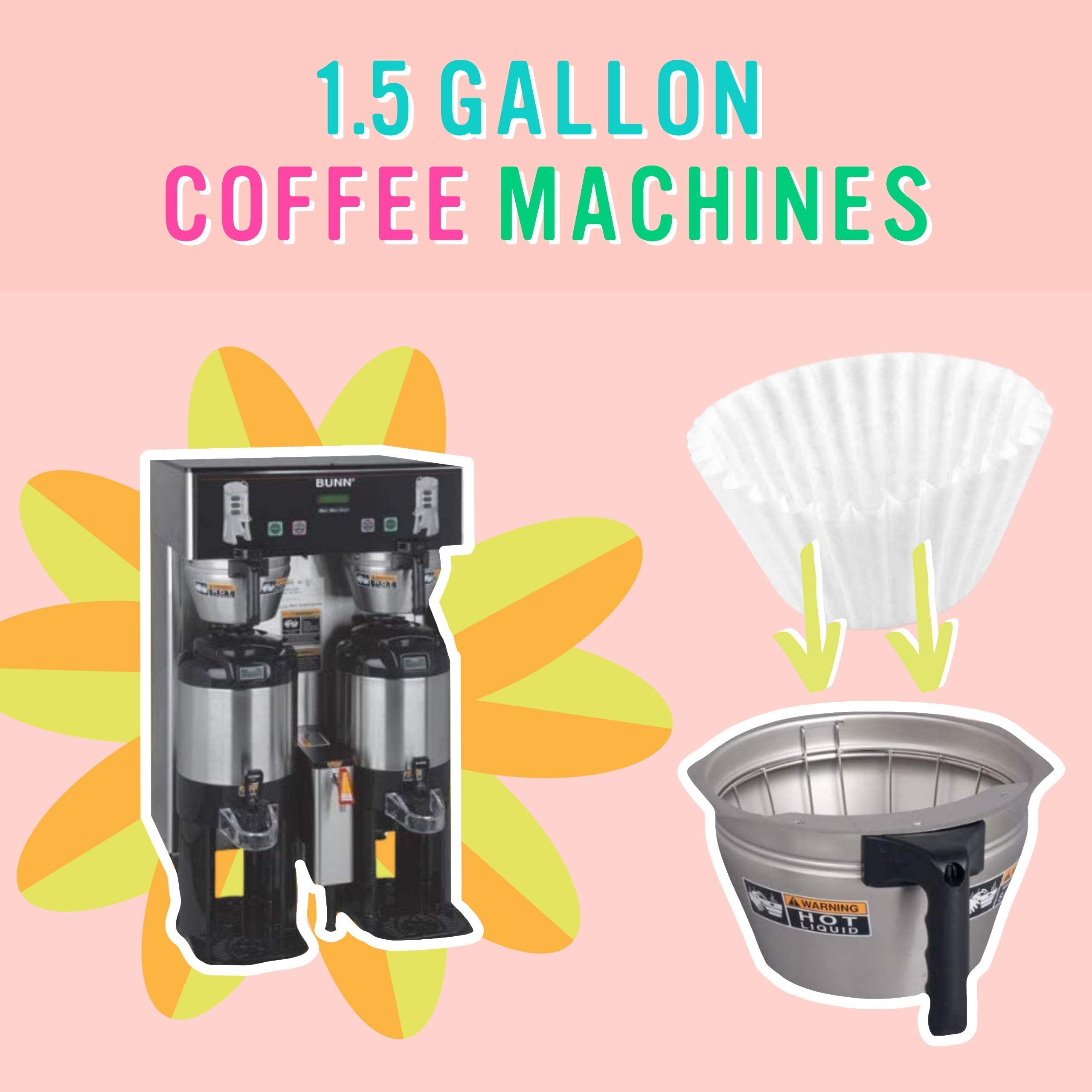 Drink Katy'S Extra Large Coffee Filters (13 Inch X 5 Inch) Premium, Big, Tall Filters For Bunn 1.5 To 3 Gallon Commercial Coffee