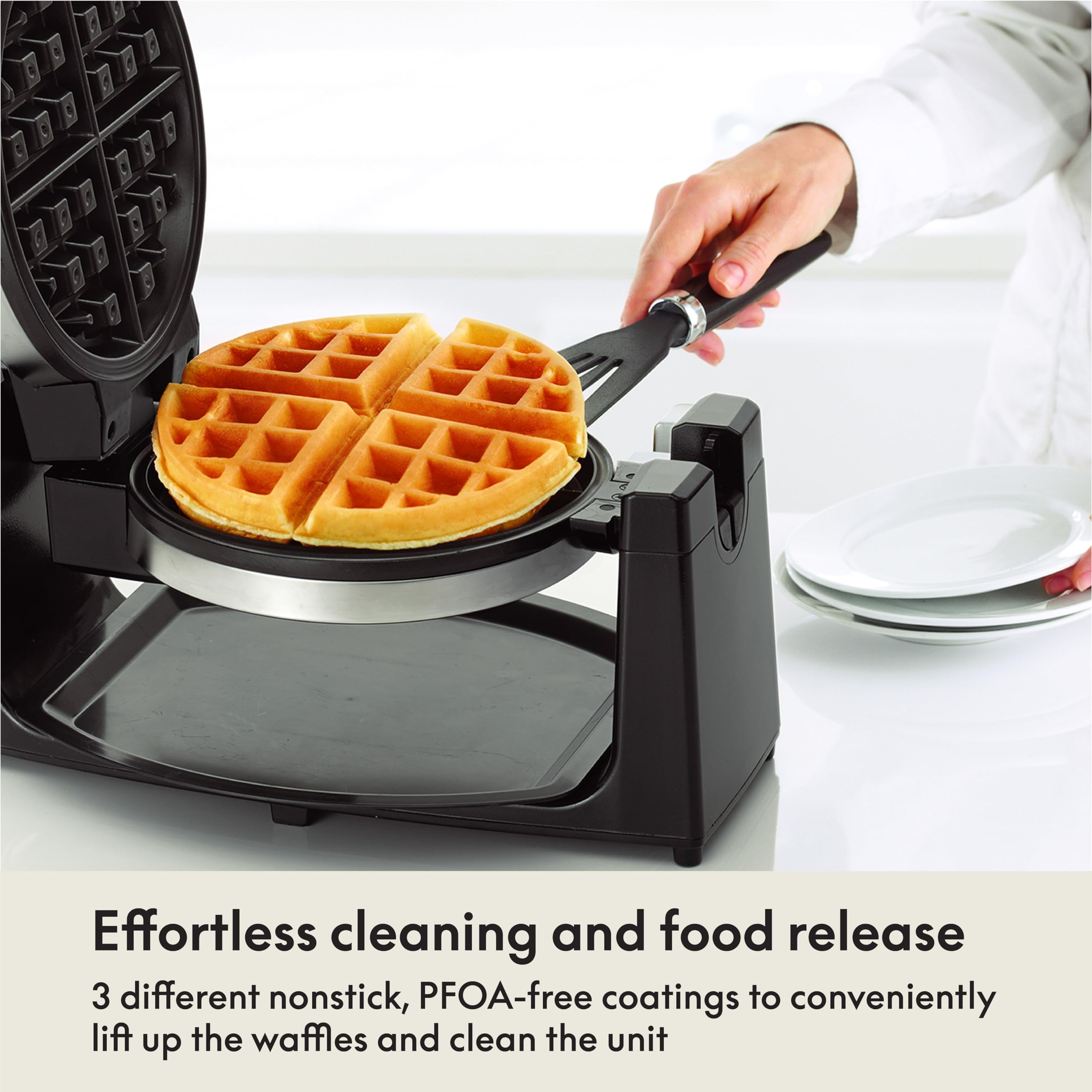 Bella Classic Rotating Belgian Waffle Maker With Nonstick Plates, Removable Drip Tray, Adjustable Browning Control And Cool Touc