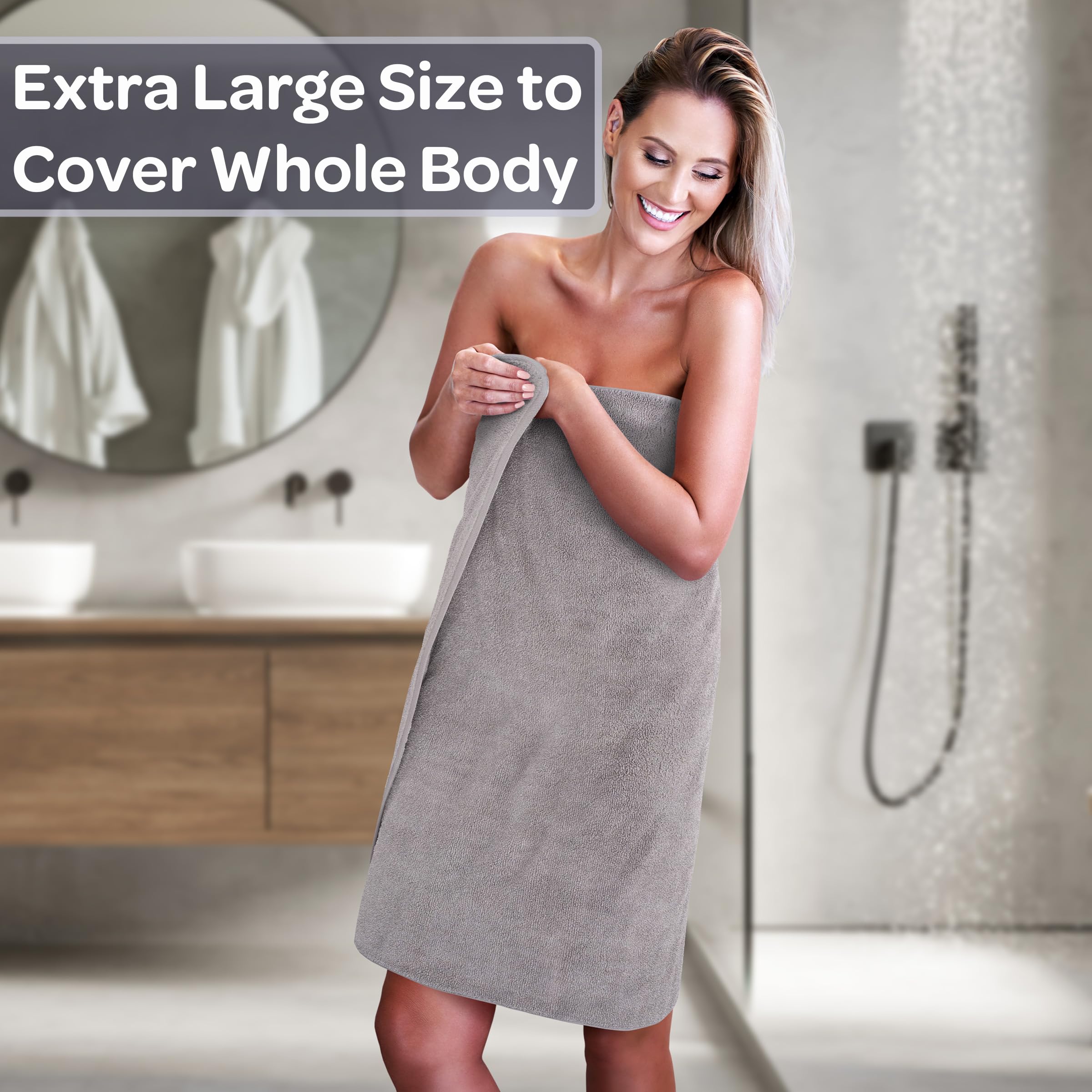Lavish Home 100% Cotton Hotel 6 Piece Towel Set - Silver 28''x54.5''x0.25''