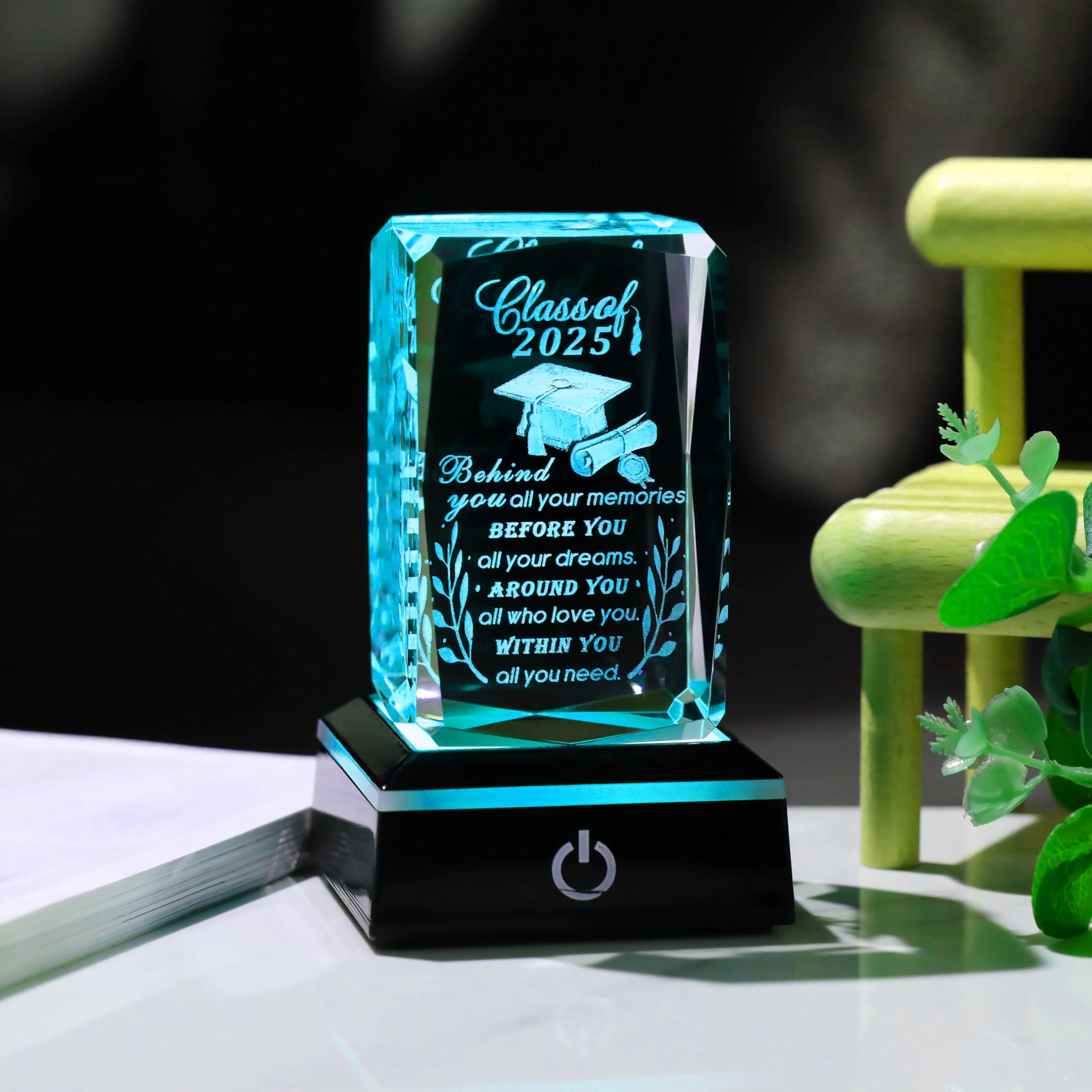 Movdyka Graduation Gifts for Her Him 2025 Unique - 3D Layser Engraved Class of 2025 with Base, High School College Graduation Gi
