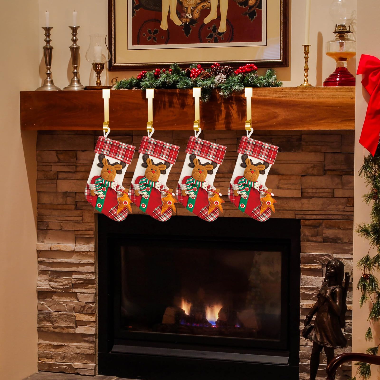 6 Pcs Christmas Stocking Holders Mantel Hook Hangers Fireplace Hooks Hanger Christmas Stocking Hook Fireplace Hanger Grip for Ch