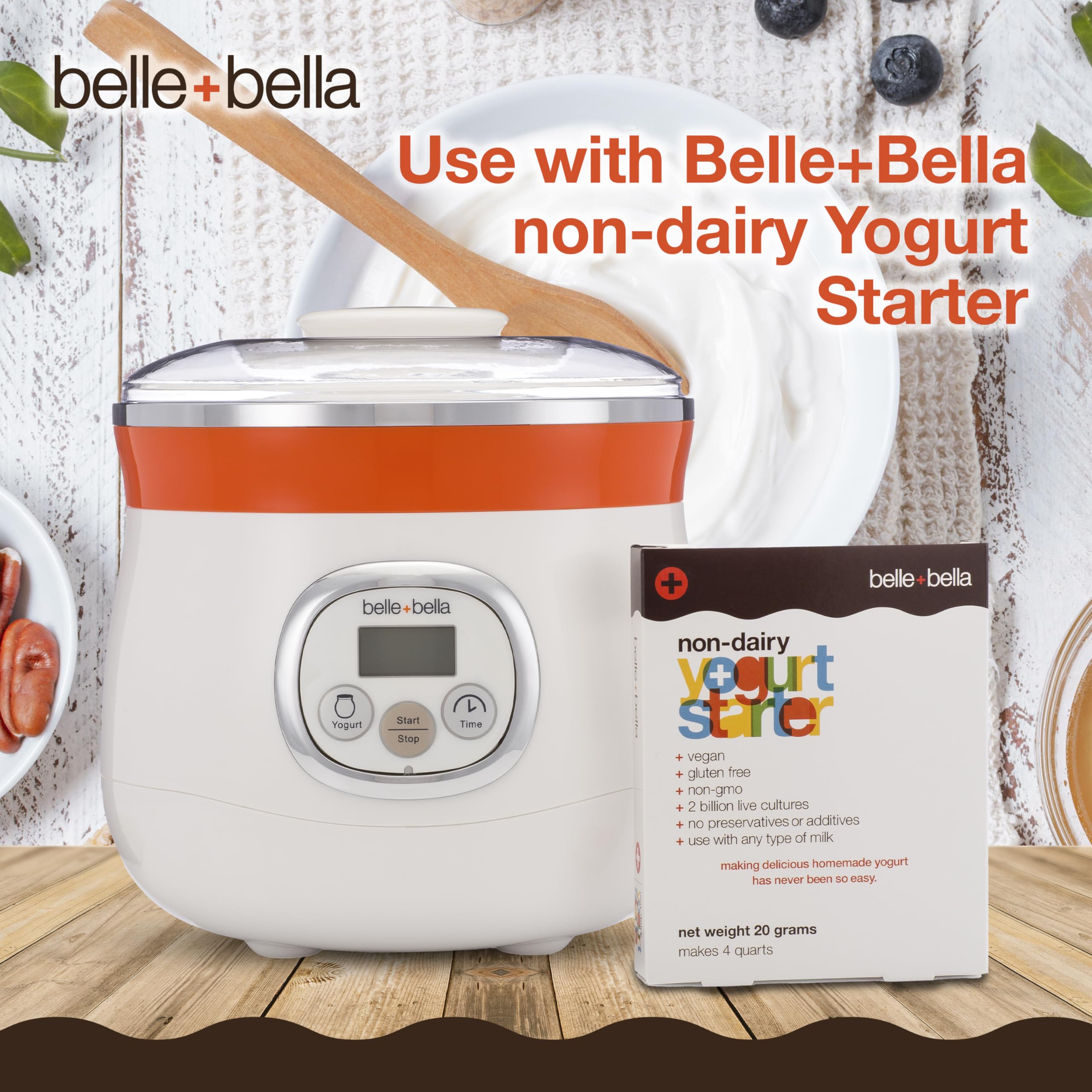 Belle + Bella Yomagic Automatic Yogurt Maker - Simple, Delicious, Healthy Homemade Yogurt - Suitable For Use With Dairy & Non-Da