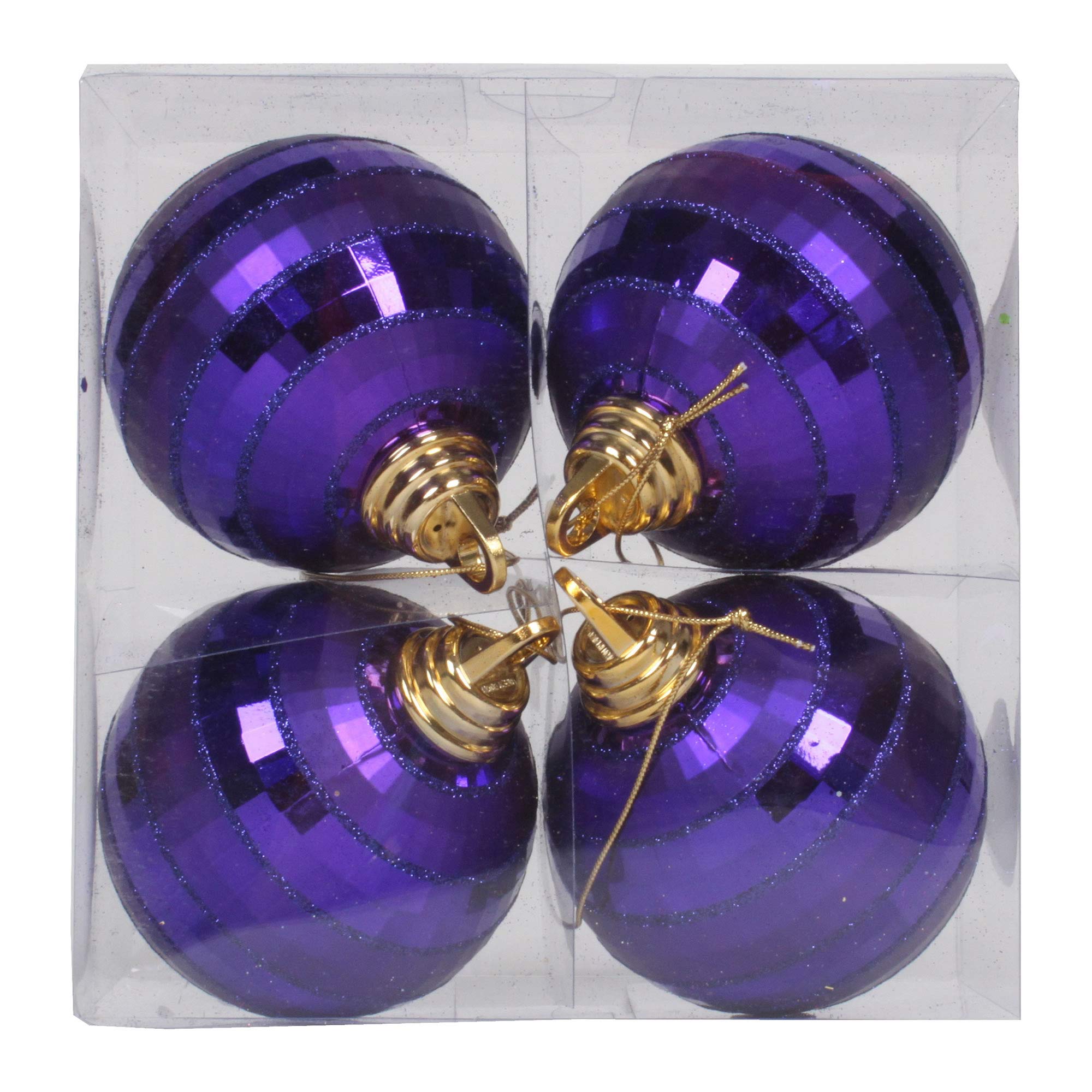 Vickerman 4 Christmas Ornament Ball, Plum Shiny and Matte Mirror Finish with Matching Glitter Accent, Shatterproof Plastic, Holi