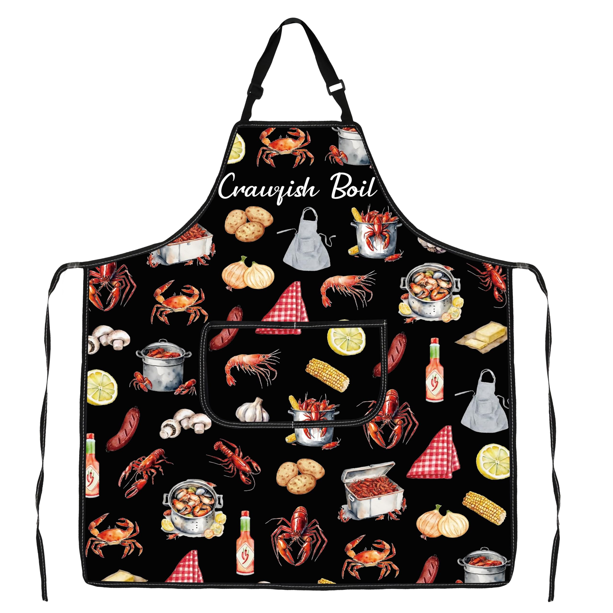 Jxgzso Crawfish Boil Kitchen Apron Crawfish Lover Gift Crawfish Aprons Chef Cooking Kitchen Adjustable Aprons (Crawfish Apron)
