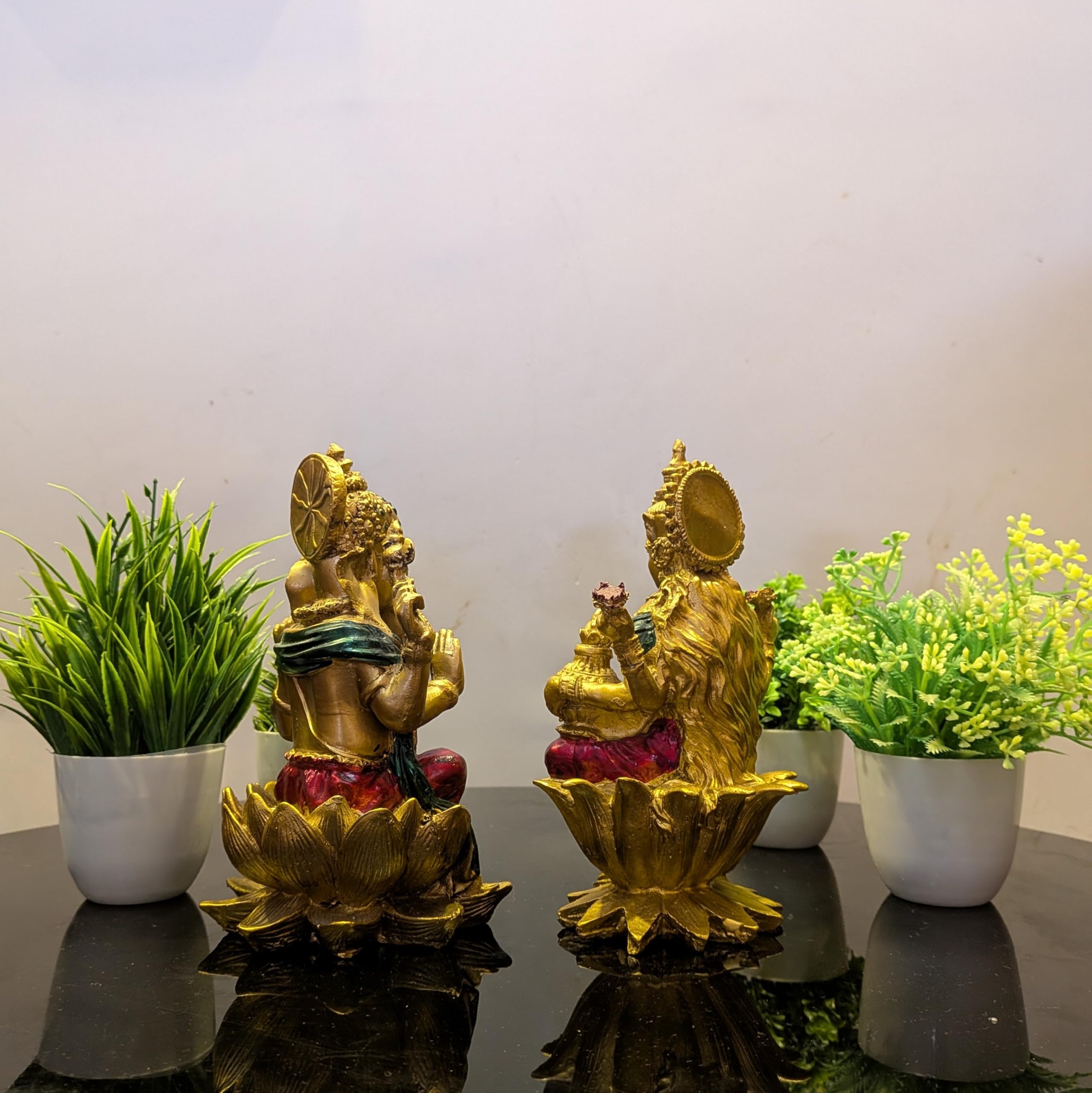 Anitrad Collections Big Size Laxmi Ganesh Idol | Metallic Finish Lord Ganesha & Laxmi Ji Murti For Pooja Room, Home Decor, Mandi