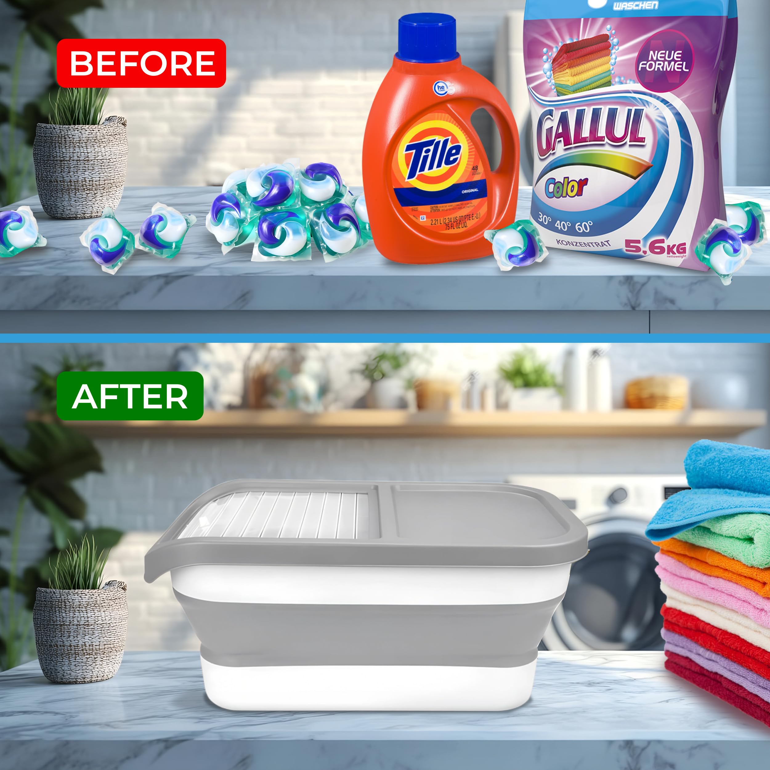 Skywin Expandable Laundry Pod Container - Laundry Pod Storage Container For Laundry Room Container Organization - Laundry Deterg