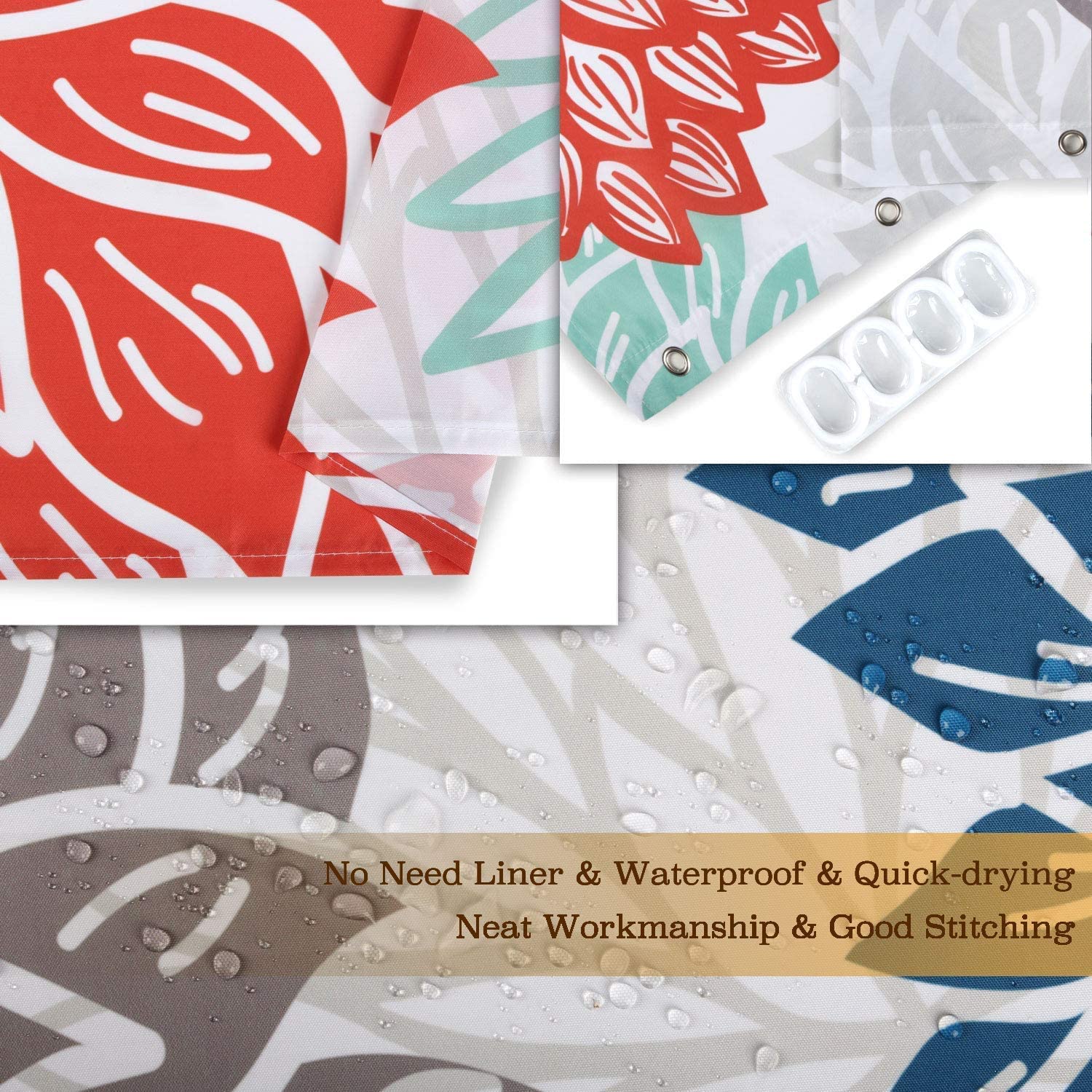 Rosielily Stall Shower Curtain 36Wx72H Inches Small Shower Curtain Dahlia Shower Curtains Teal And Gray Blue Green Turquoise Rv