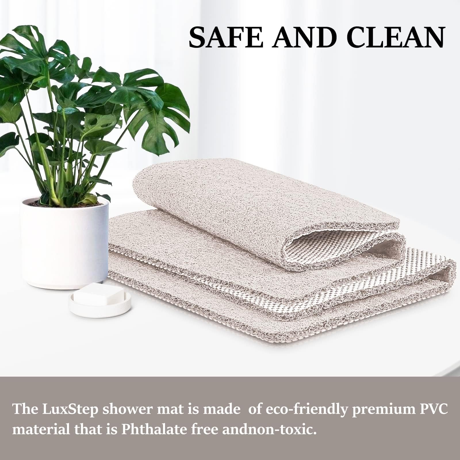 Luxstep Shower Mat Bathtub Mat,24X16 Inch, Non-Slip Bath Mat With Drain, Quick Drying Pvc Loofah Bathmat For Tub,Shower,Bathroom