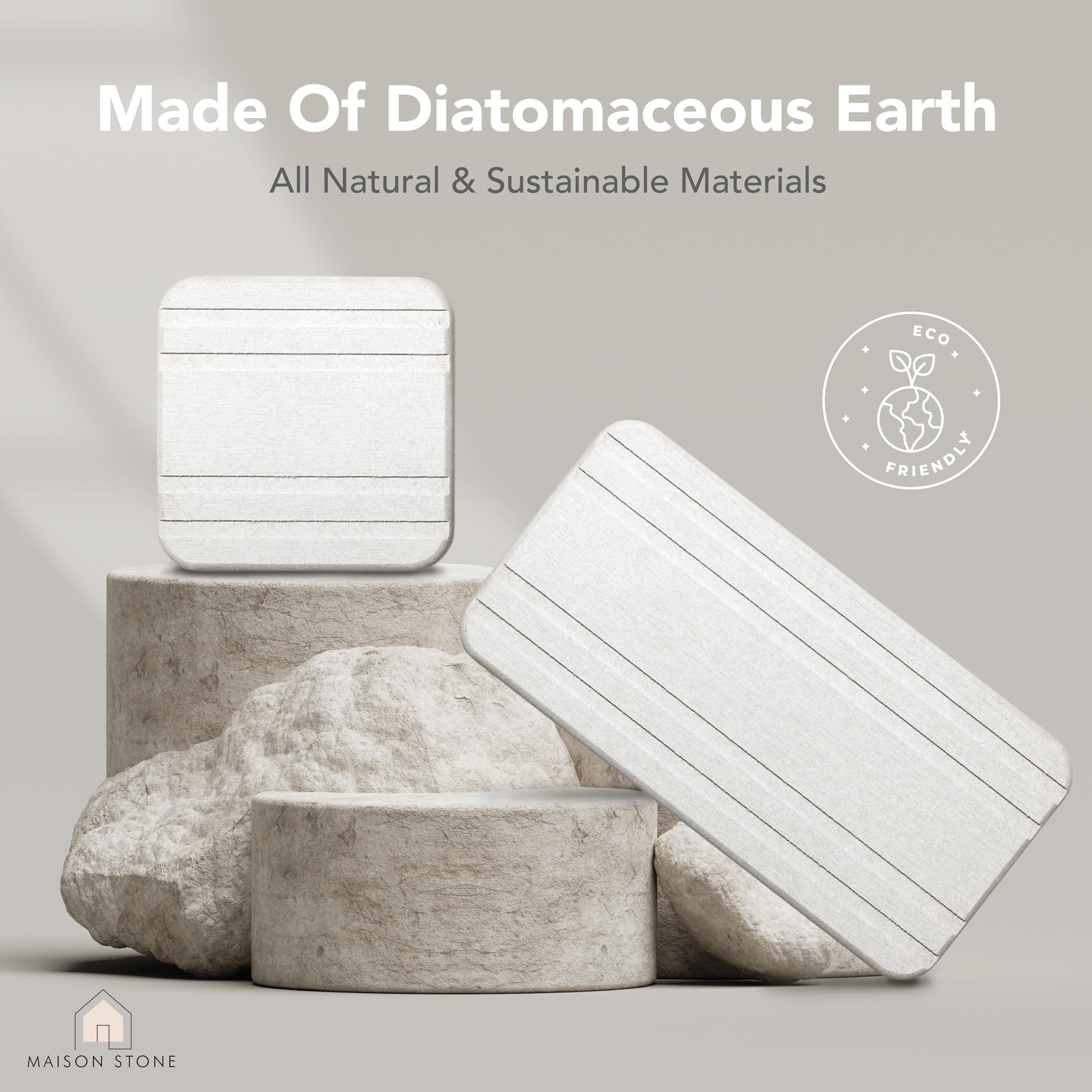 Maison Stone Bathroom Tray W/Bonus Vanity Tray. Absorbent Bathroom Trays For Counter. Multipurpose 8X4 Countertop Tray. Perfume
