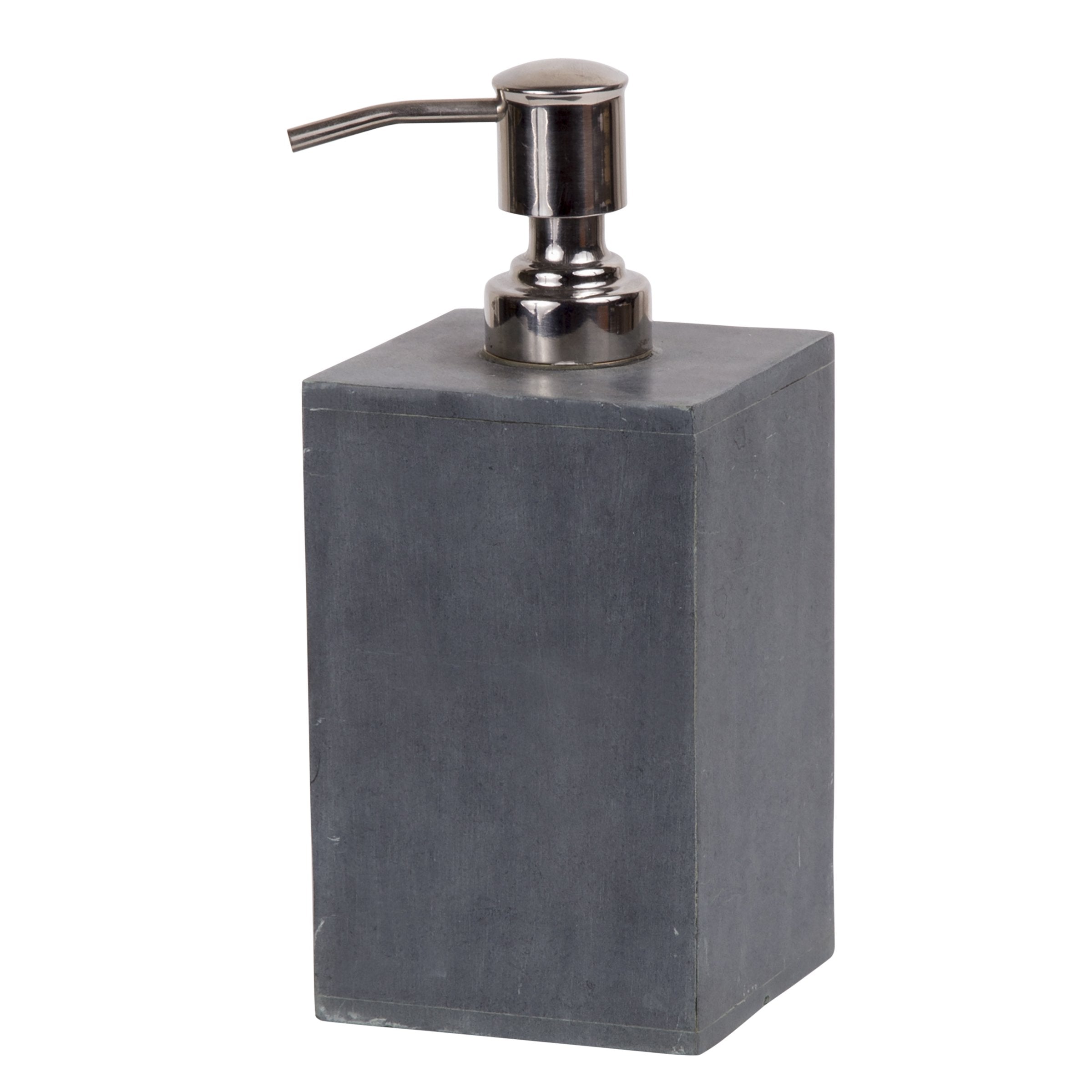 Creative Home Natural Soapstone Square Liquid Soap Dispenser Lotion Dispenser With Stainless Steel Pump, 3'' X 3'' X 7.3'' H, Gr