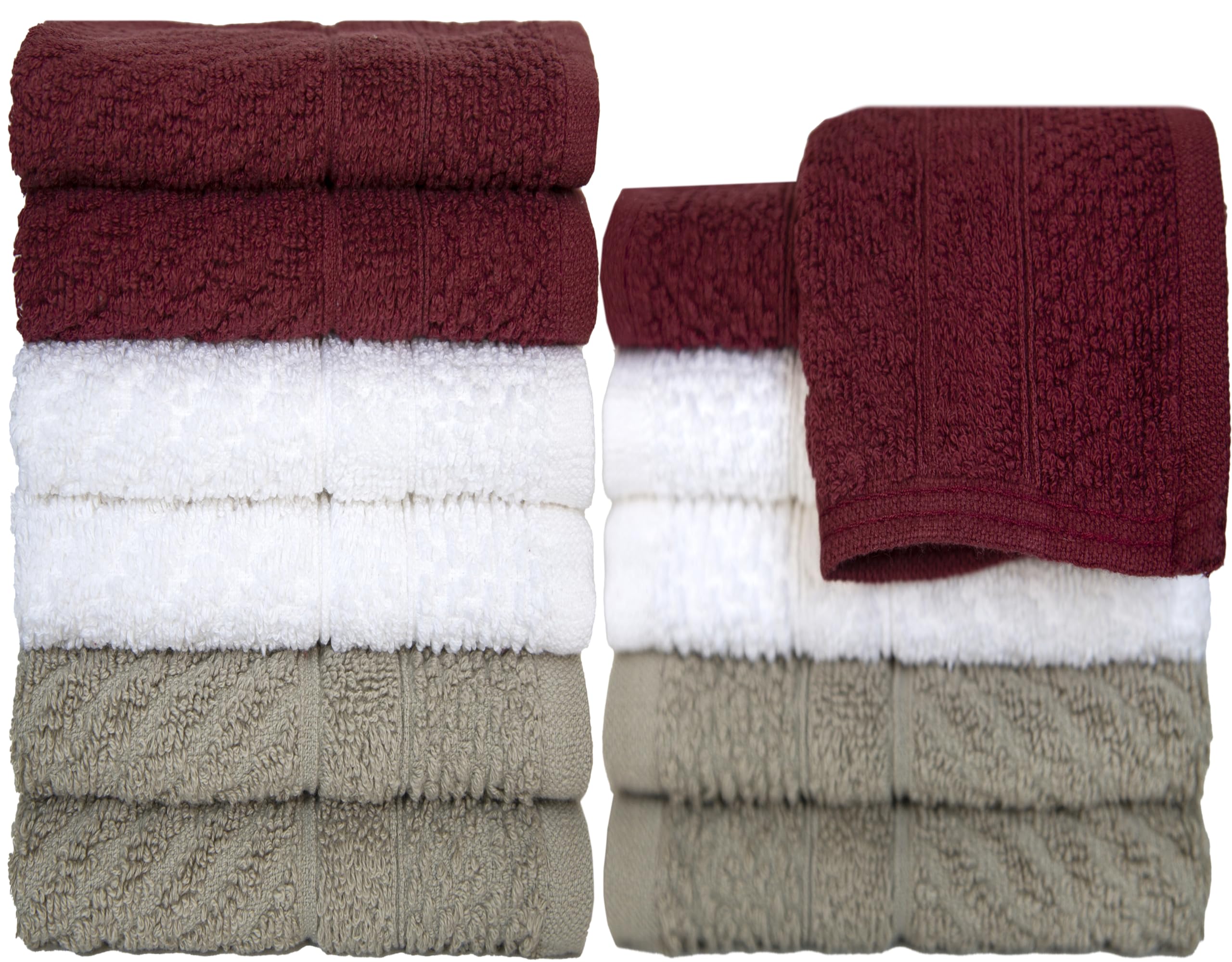 Ph Pleasant Home Diagonal Wash Cloths Set - 12 Pack (12    X 12   ) - 509 Gsm - 100% Ring Spun Cotton Wash Cloth - Super Soft An