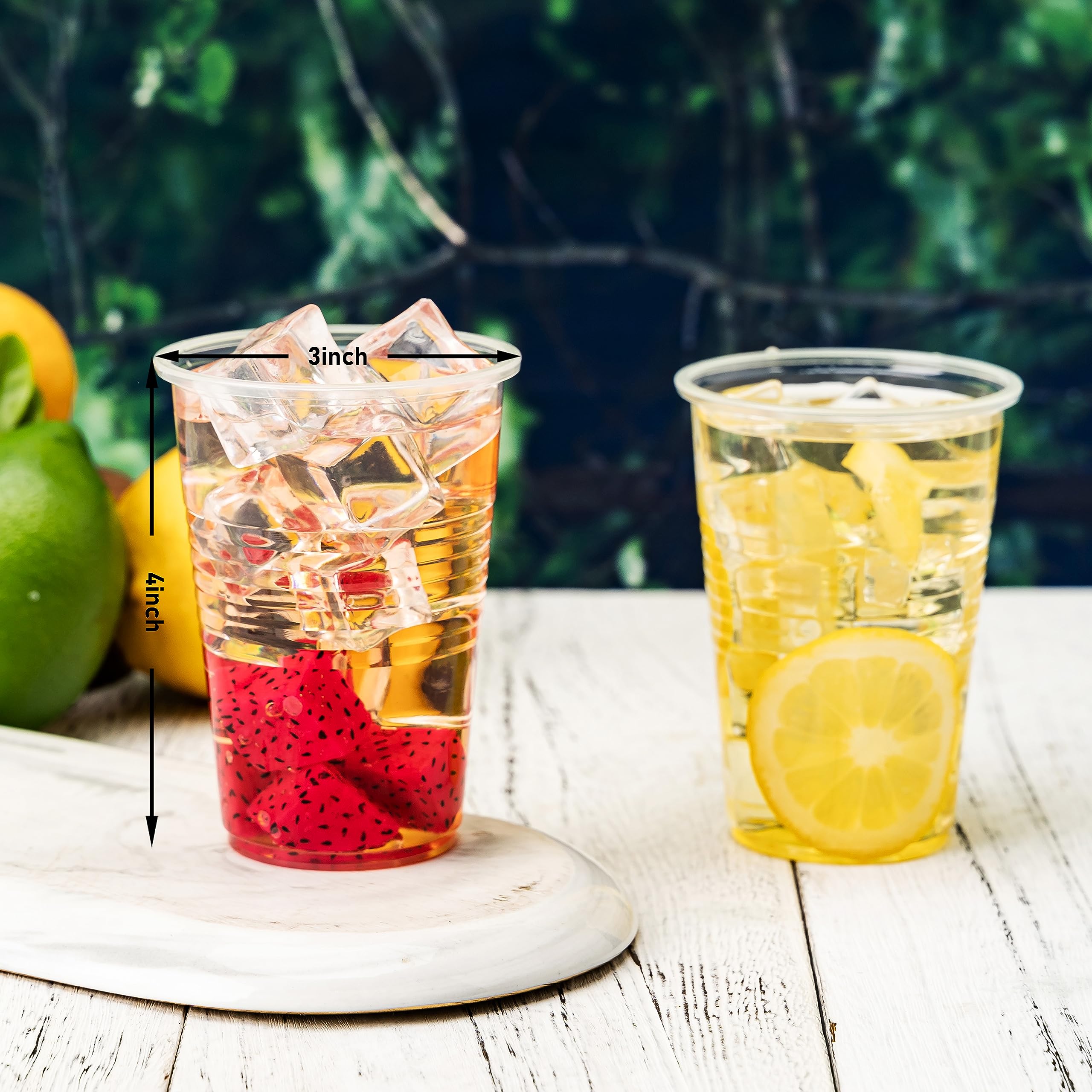Racetop 500 Pack 9 Oz Disposable Plastic Cups, Clear Plastic Cups Tumblers, Plastic Cups Bulk, Transparent For Wedding, Thanksgi
