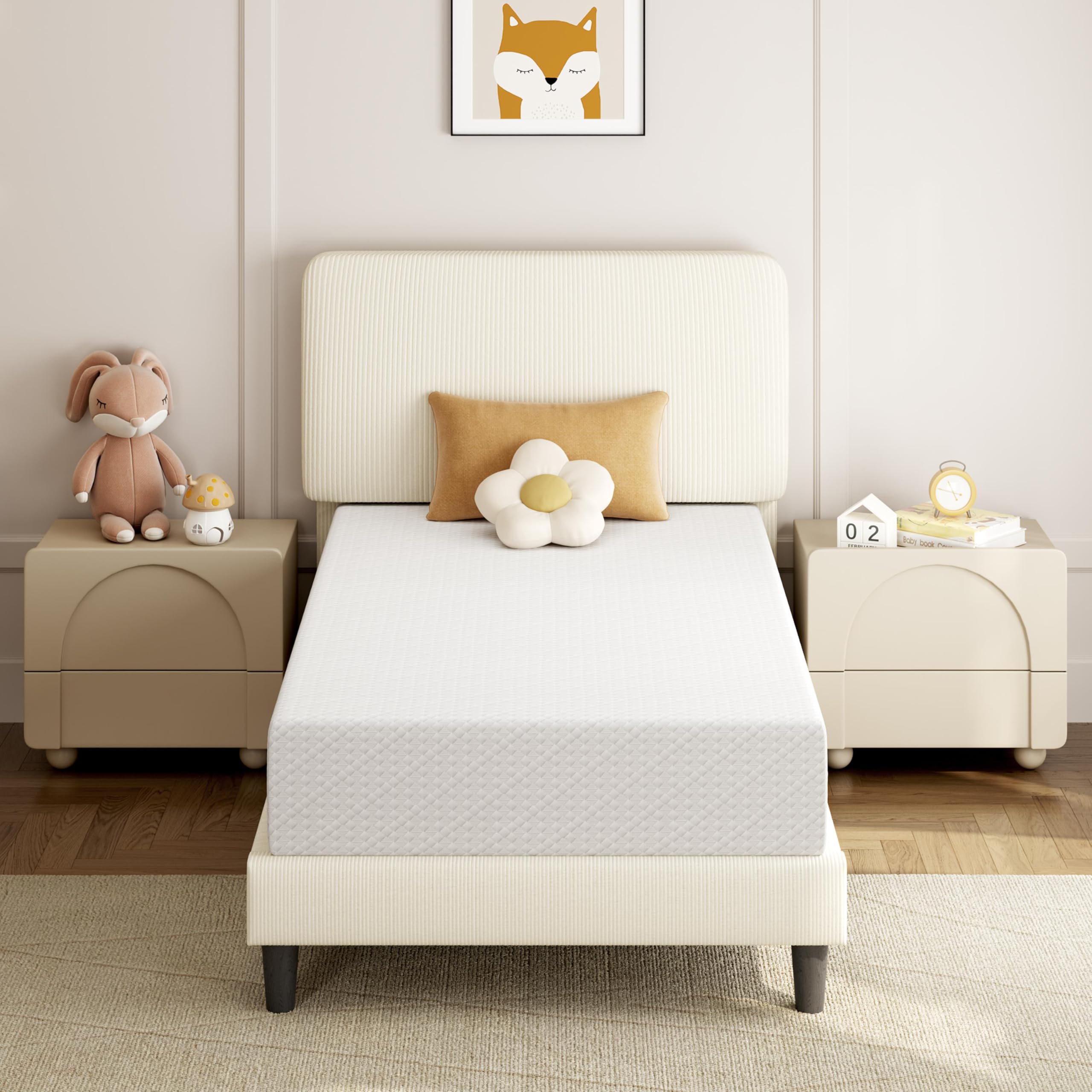 Yaheetech 10 Inch Twin Mattress Cooling Gel Memory Foam Mattress, Green Tea Mattress For Fresher Sleep, Medium Firm, Certipur-Us