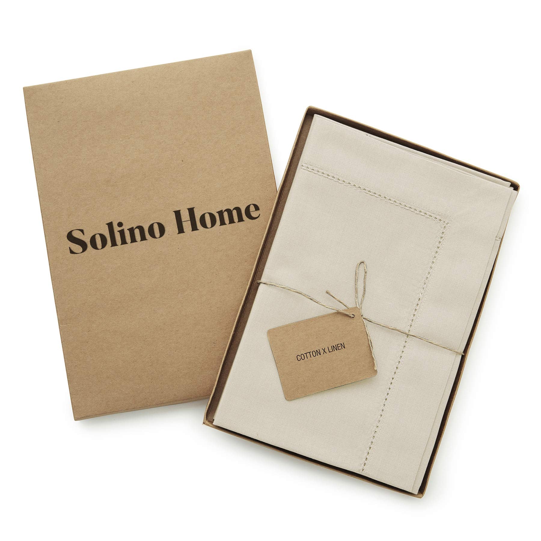 Solino Home Linen Dinner Napkins 20 X 20 Inch - Cotton Linen Hemstitch Cloth Napkins Set Of 4 For Spring, Easter - Handcrafted A