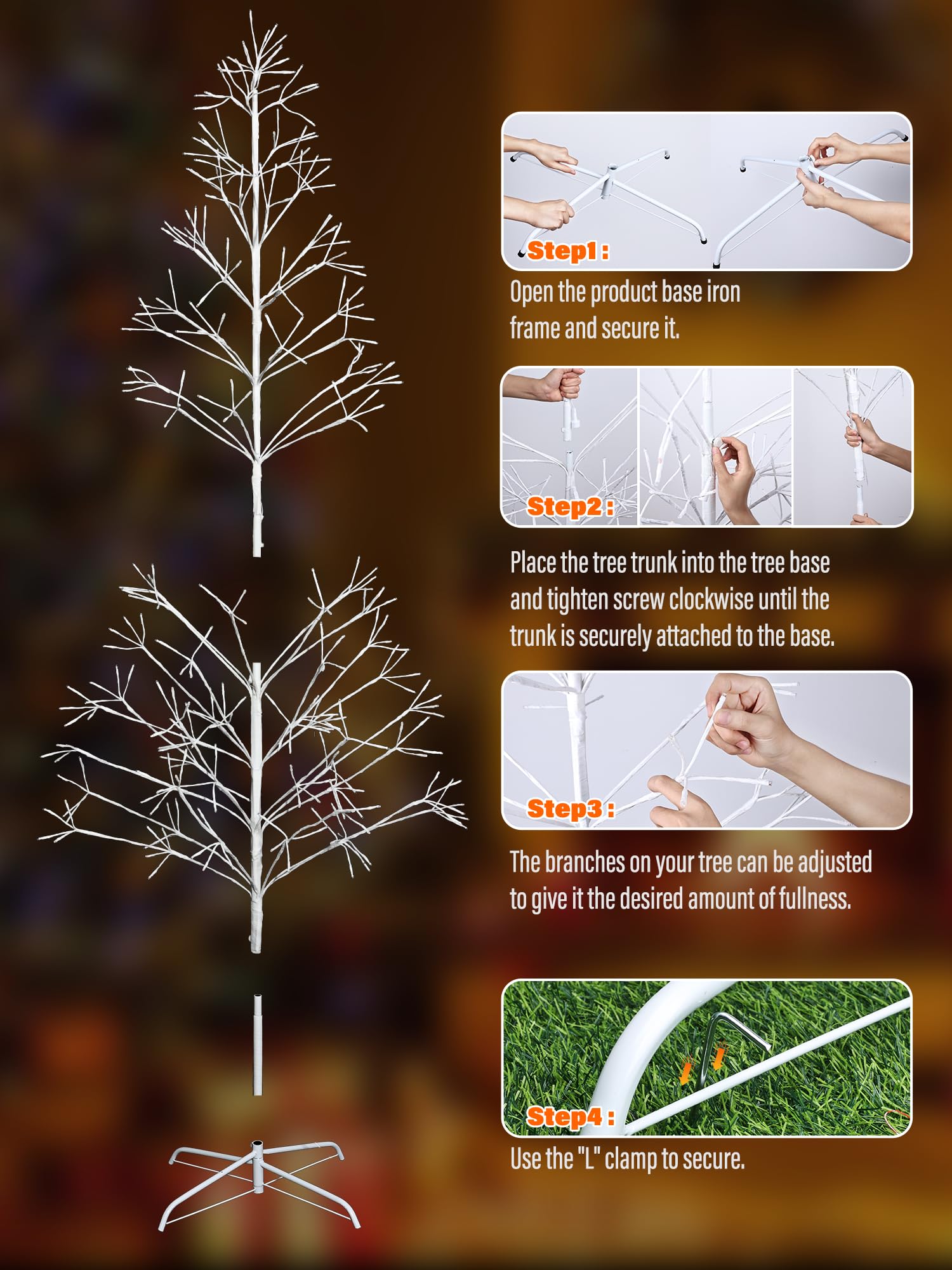 Joomer Christmas Tree Lights,7.6FT 336 LED Birch Tree with Lights Artificial Twig Light with Remote Control Timer Outdoor RGB Li