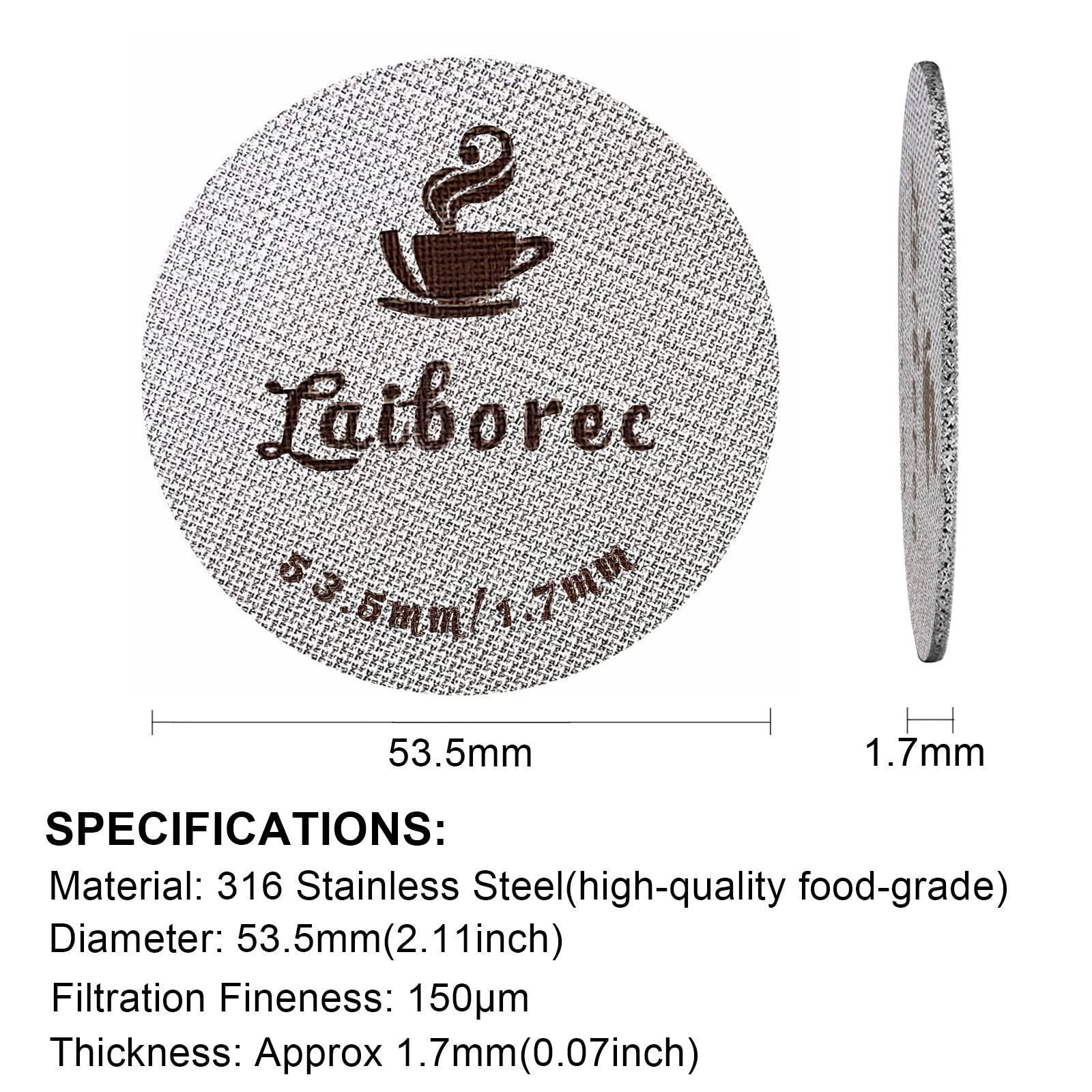 Laiborec Puck Screen, 53.5Mm Espresso Filter Screen, Reusable 316L Stainless Steel Coffee Lower Shower Screen Compatible With Es