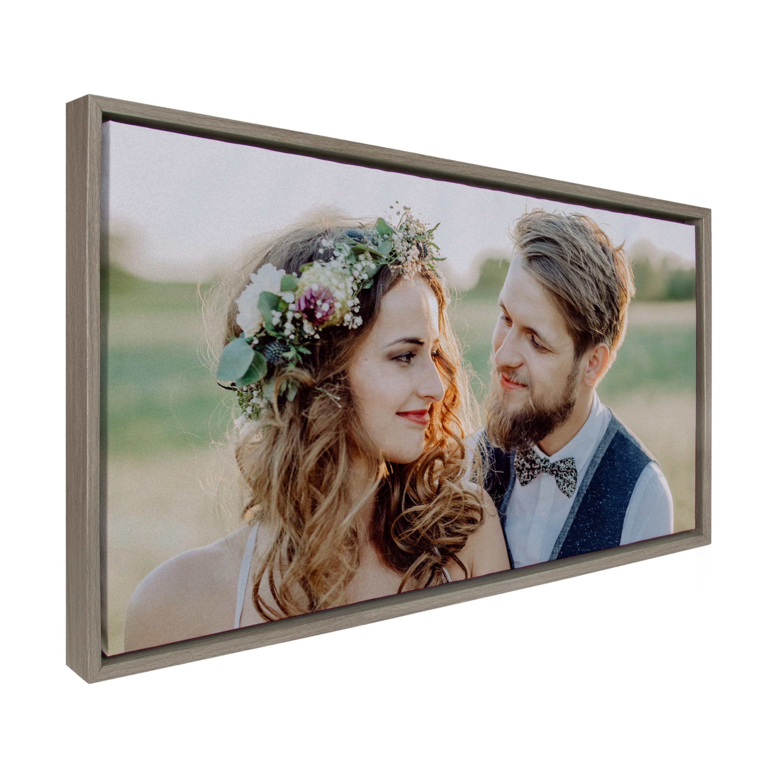 Kate And Laurel Custom Printed Framed Canvas Wall Art, 26.5X14 Gray, Sylvie Personal Canvas Print With Your Photos For Bedroom O