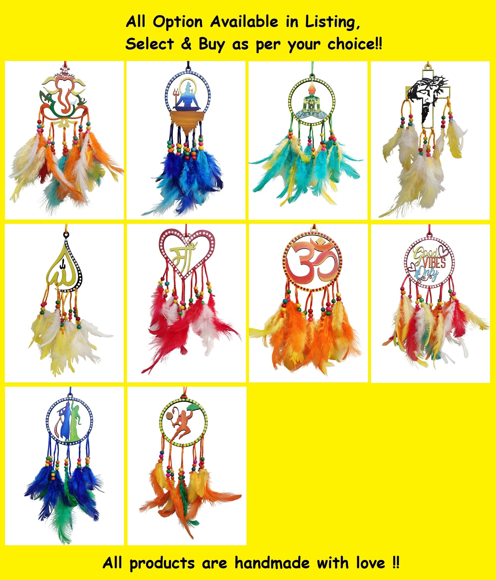 Varenyam Car Mirror Hanging Accessories, Handmade Dream Catcher For Car, Home, Gift, Wall Hanging, Wind Chime, Car Decoration Ac