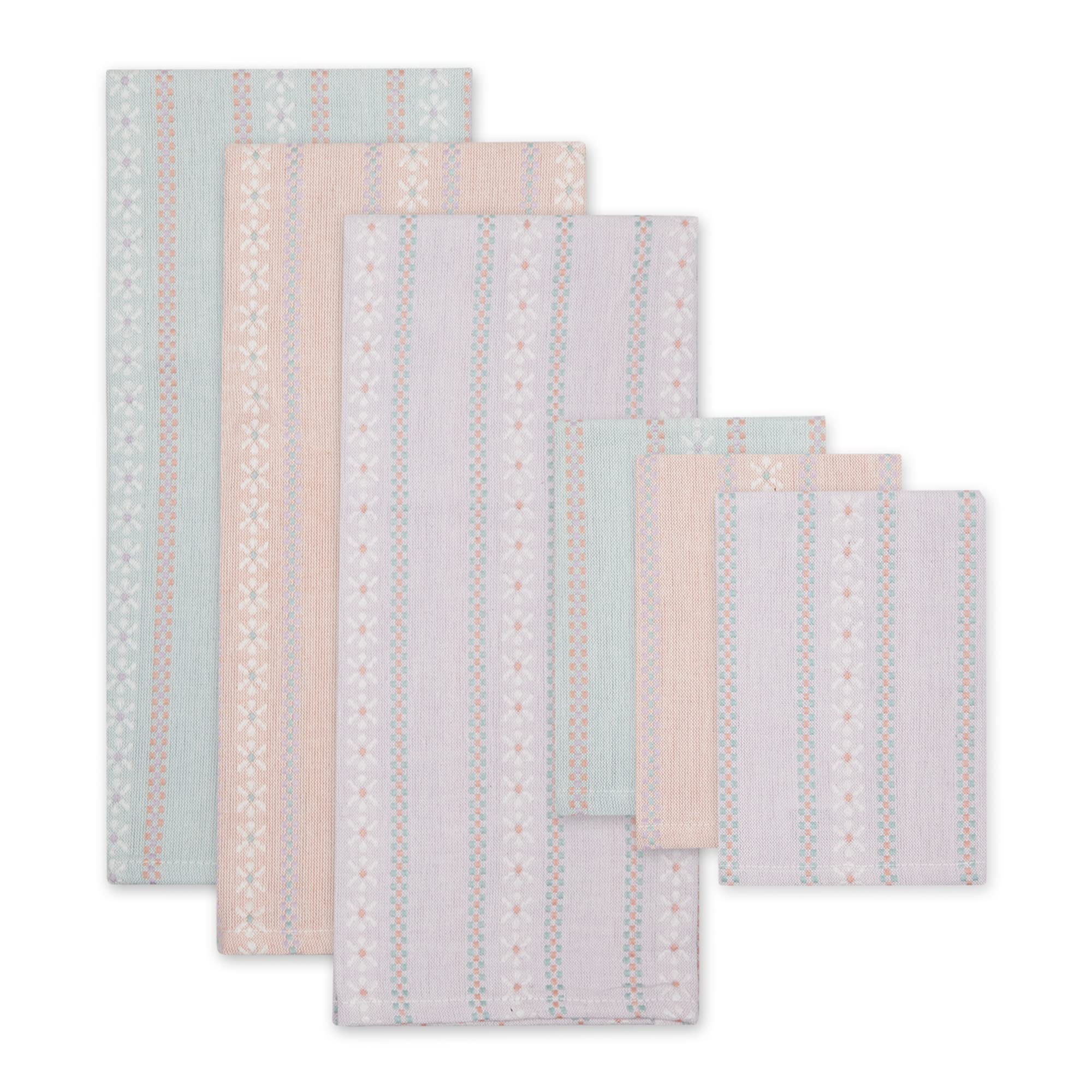 DAISY DOBBY DISHTOWEL & DISHCLOTH SET/6
