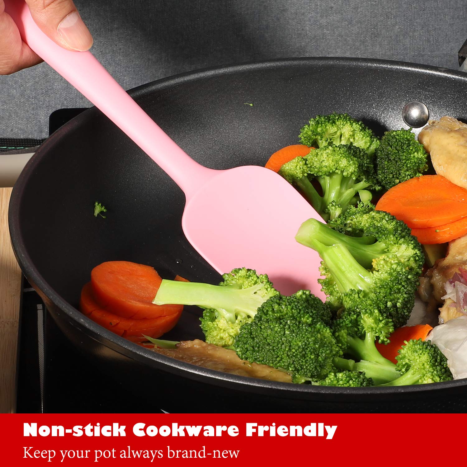 Heat Resistant Silicone Spatulas Set 6Pcs, Seamless Design Non-Stick Mixing Spatulas With Stainless Steel Core, Premium Bpa-Free