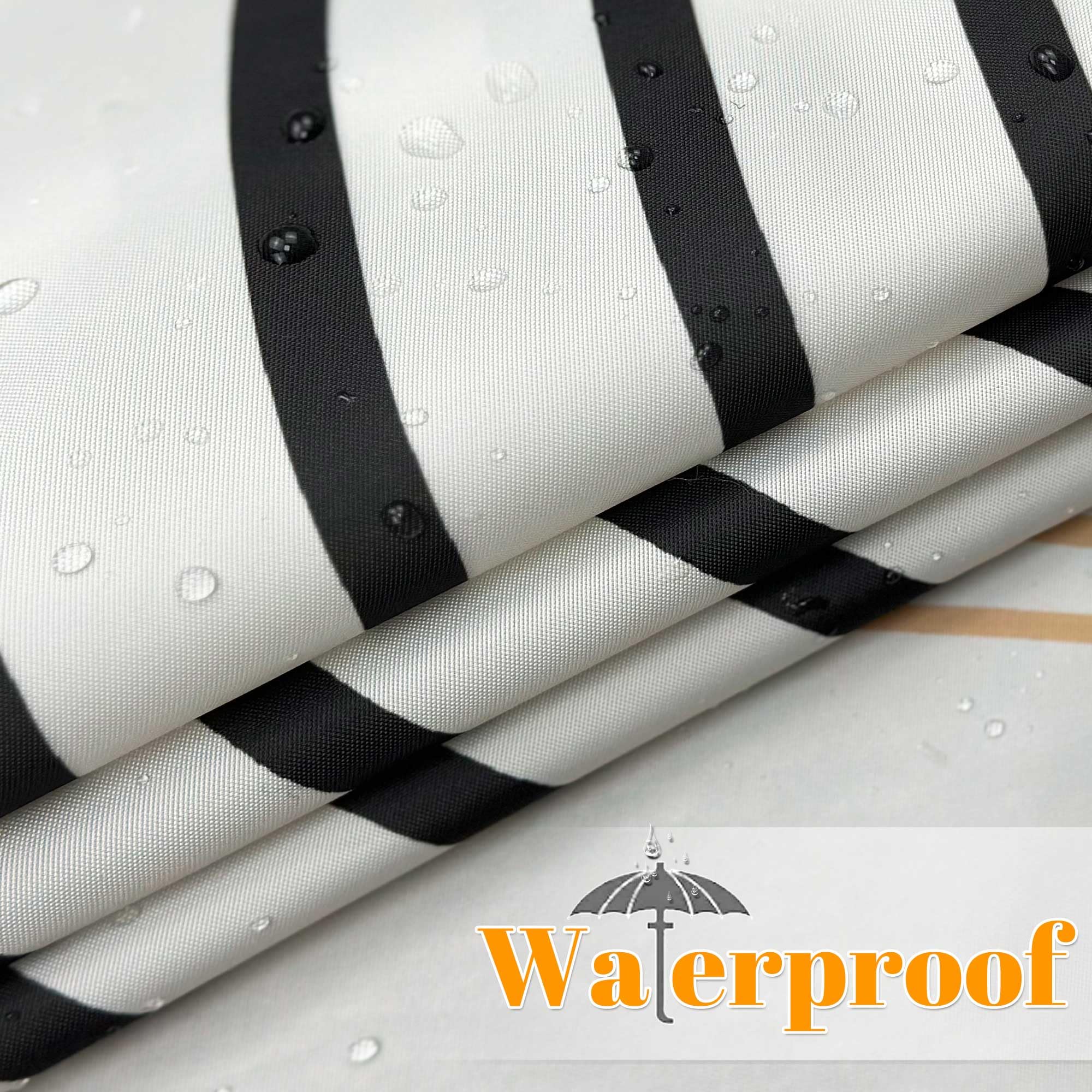 Giumsi 60'' X 72'' Boho Black And White Shower Curtain Sets,Mid-Century Design With Tassel Accents, Waterproof Polyester Bathroo