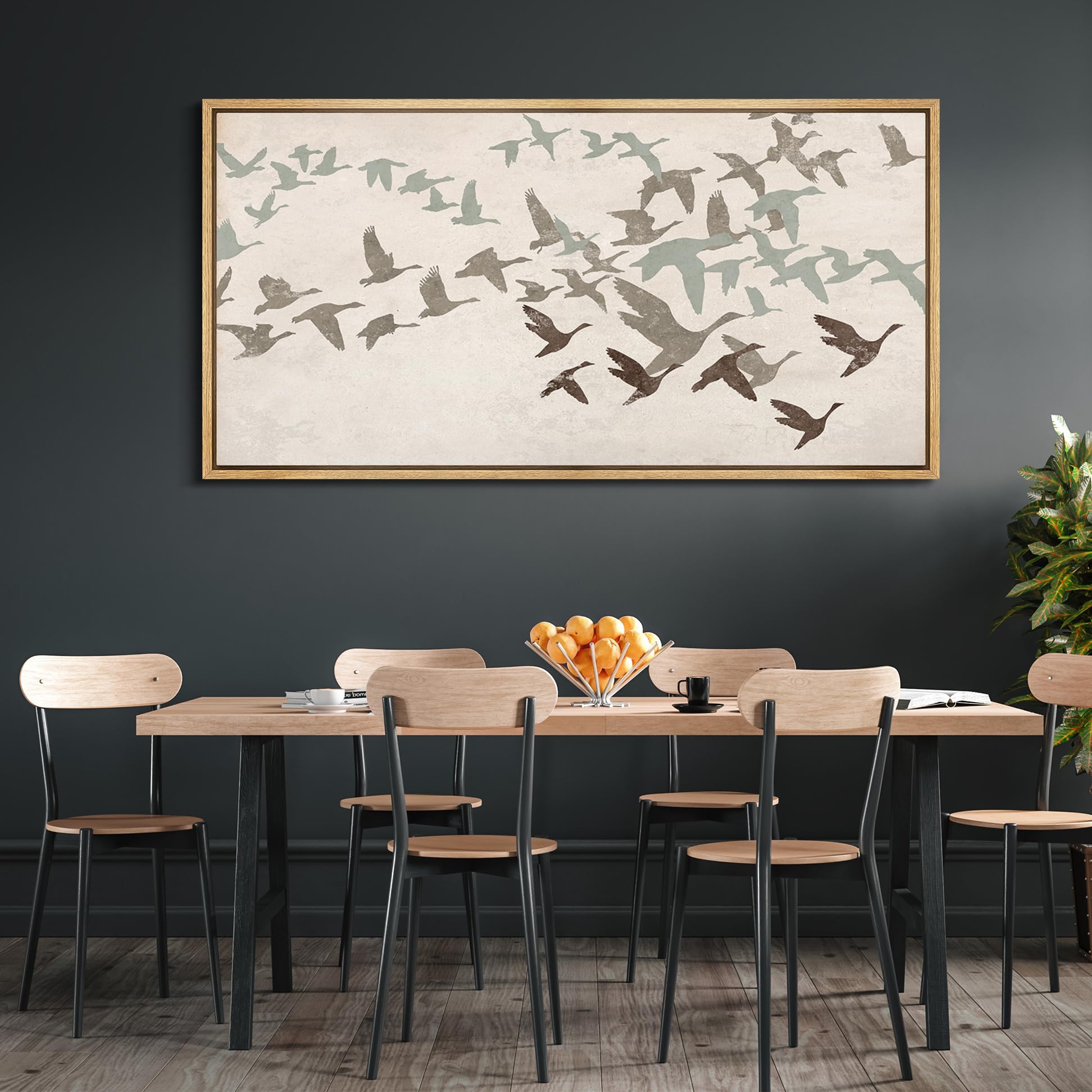 Mudecor Extra Large Framed Canvas Print Wall Art Wild Freedom Assorted Birds In Flight Antique Retro Fine Art Illustrations Deco
